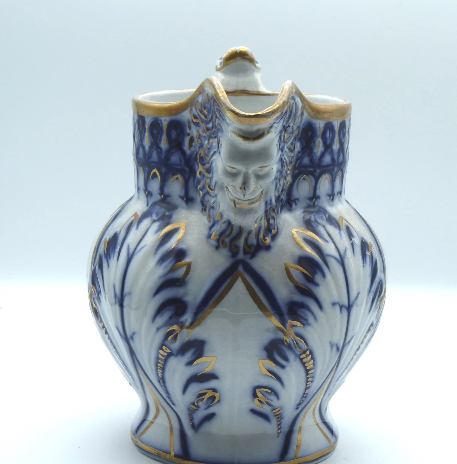 Flow Blue Brushstroke Face Jug - - Image 7