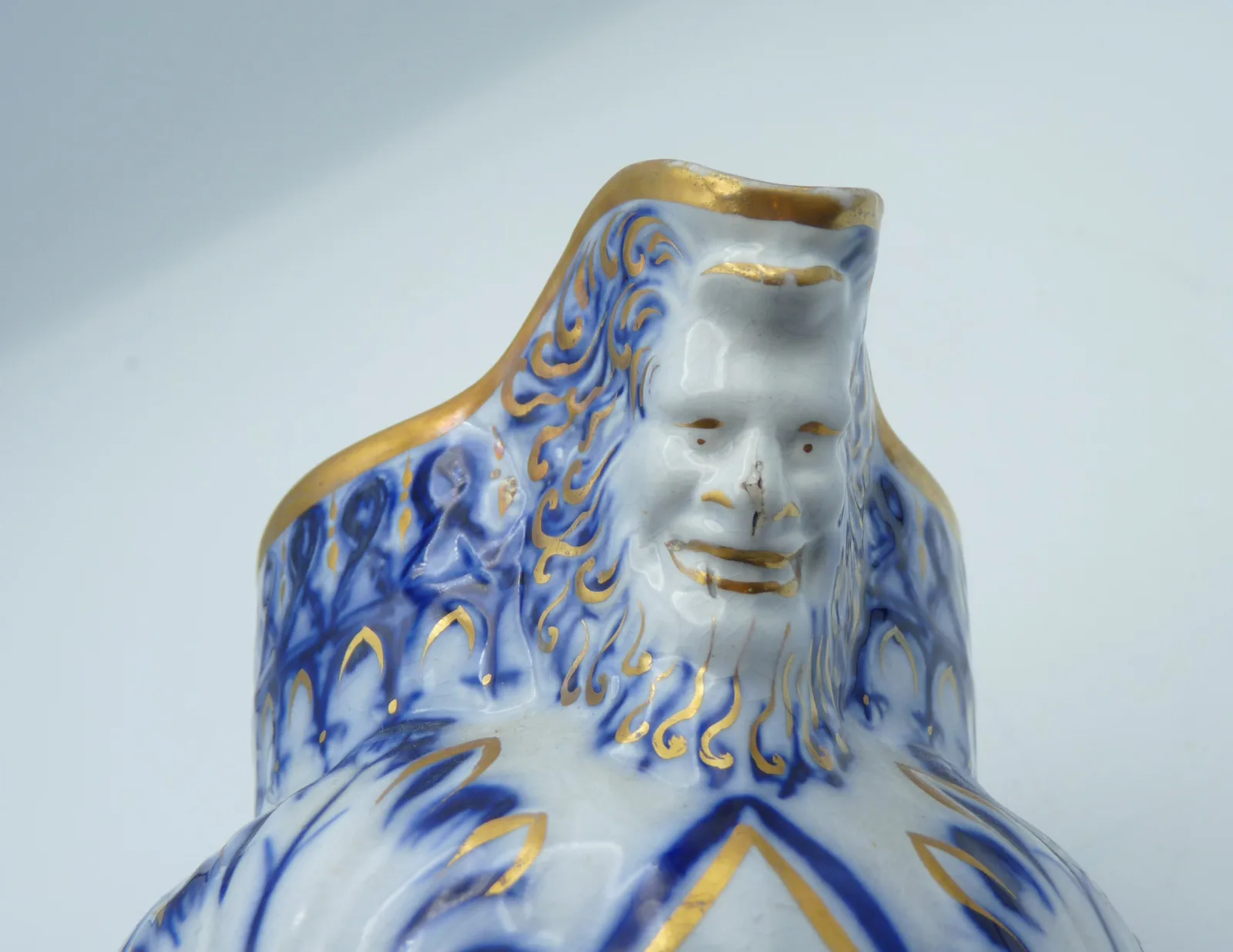 Flow Blue Brushstroke Face Jug - - Image 8