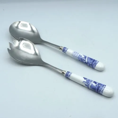 Blue & White Salad Servers