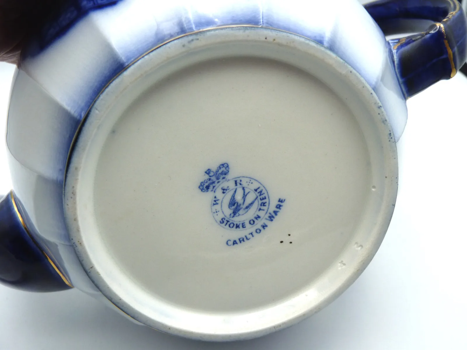 Beautiful Large Flow Blue with  Gold  Teapot - - Image 7