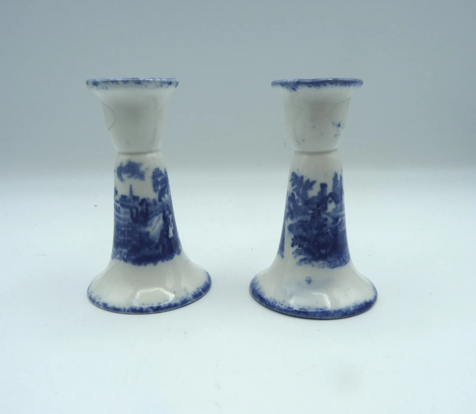 Rare Blue & White Toy Candlesticks -