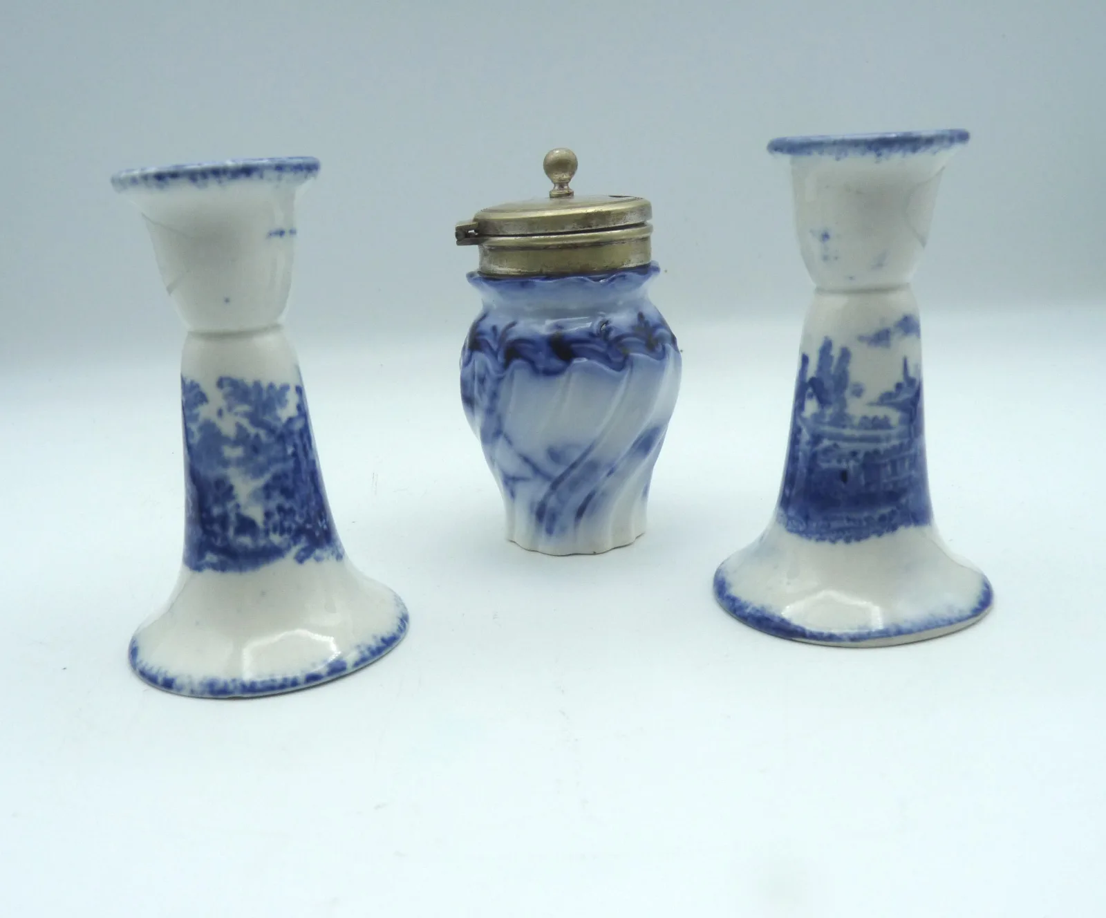 Rare Blue & White Toy Candlesticks - - Image 6