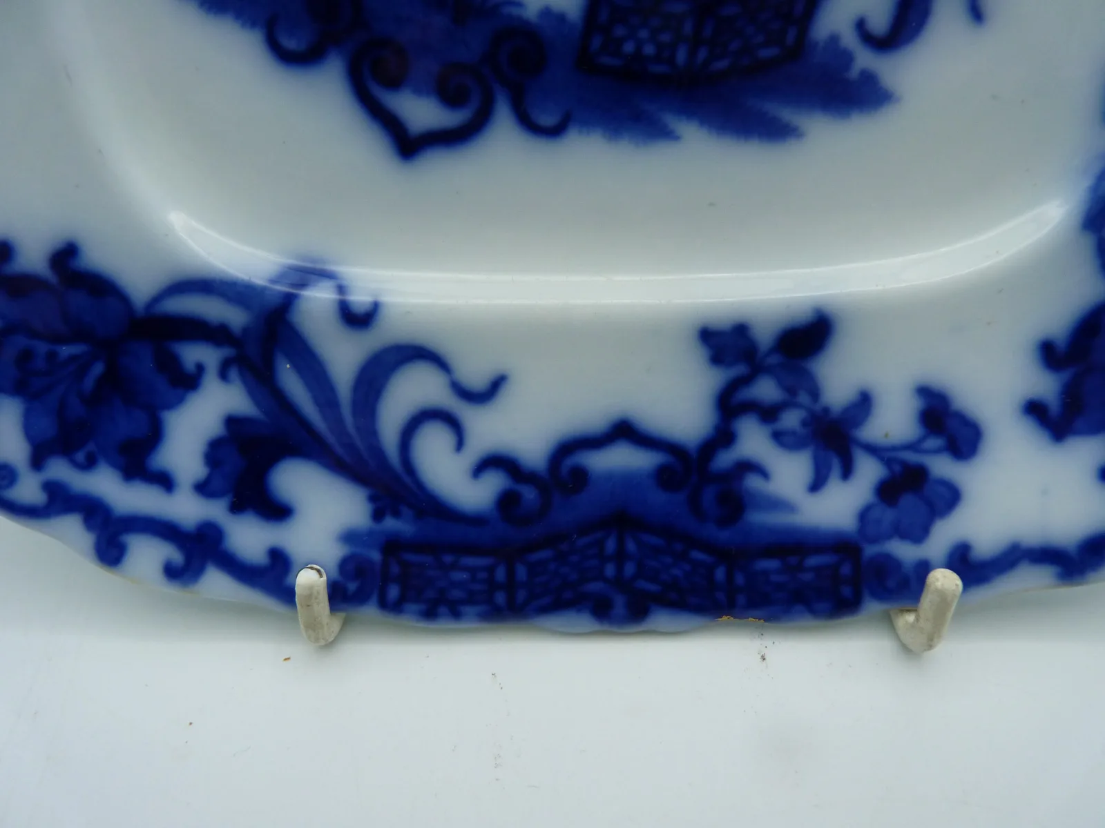 Lovely Tab Handled Flow Blue Cake Plate -Alcock - Image 5