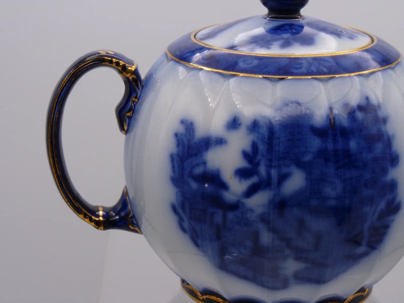 Beautiful Large Flow Blue with  Gold  Teapot - - Image 14