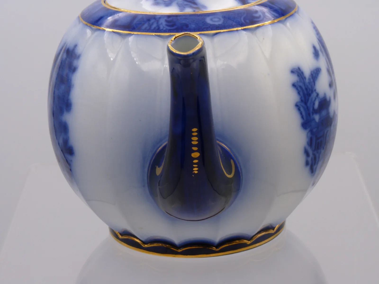 Beautiful Large Flow Blue with  Gold  Teapot - - Image 15