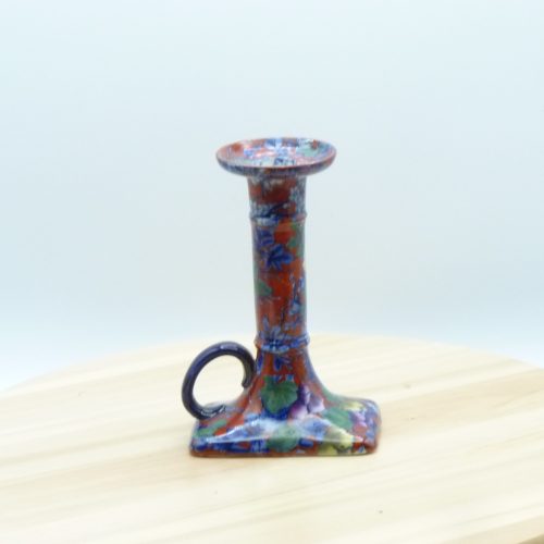 Tall Chamberstick - Candlestick – Red Ground – Polychrome - ( 1 of 2)