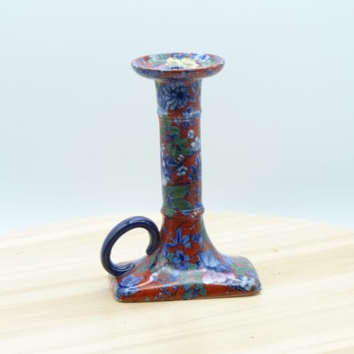 Tall Chamberstick - Candlestick – Red Ground – Polychrome - (1 of 2)