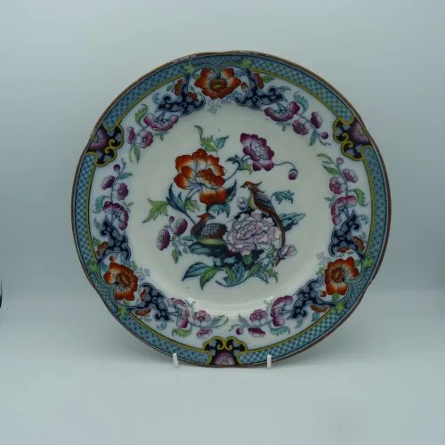 Flow Blue Polychrome Plate c1850