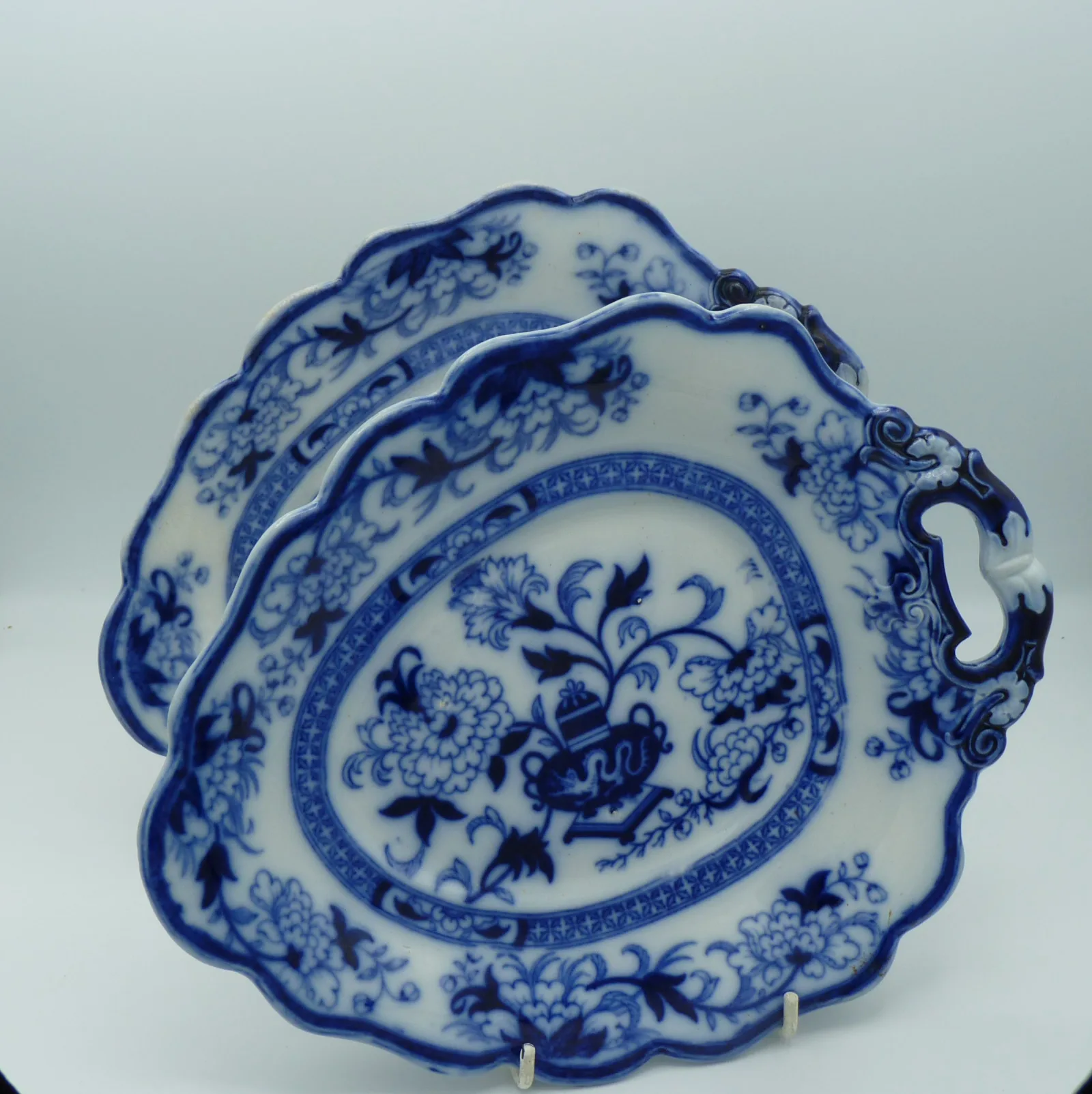 2 Flow Blue Serving Plates - Formosa - Image 16