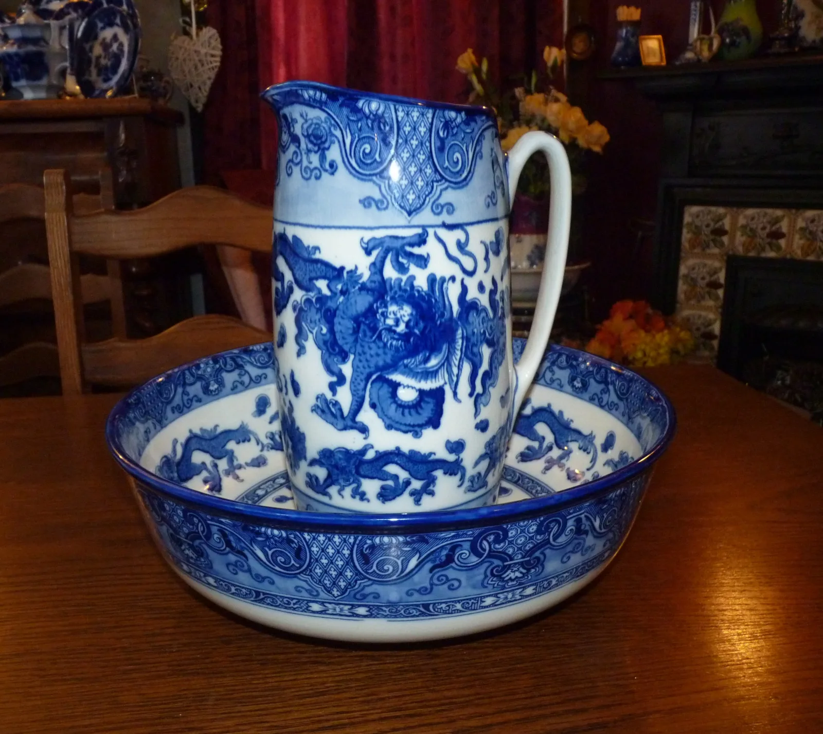 Flow Blue – Oyama – Doulton Wash Jug & Bowl - - Image 11