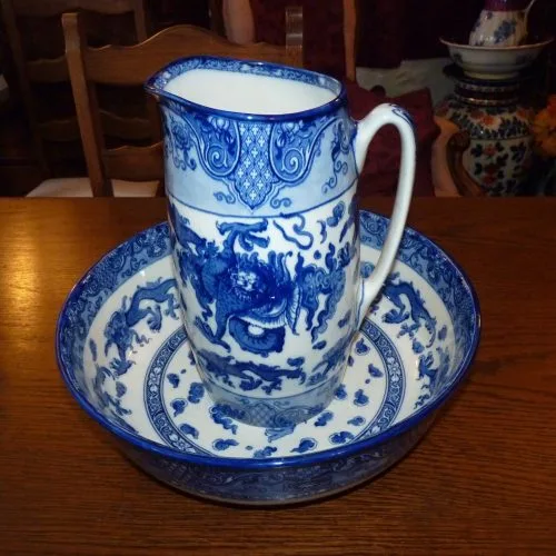 Flow Blue – Oyama – Doulton Wash Jug & Bowl -