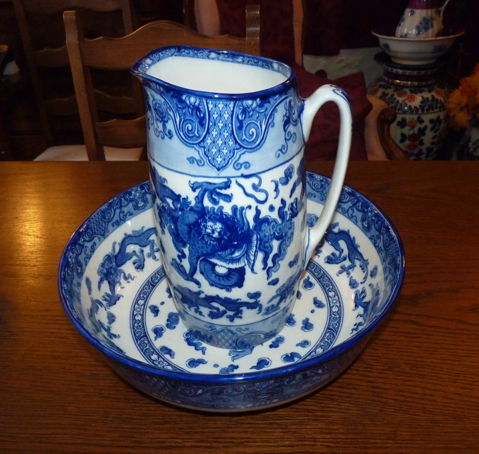 Flow Blue – Oyama – Doulton Wash Jug & Bowl -