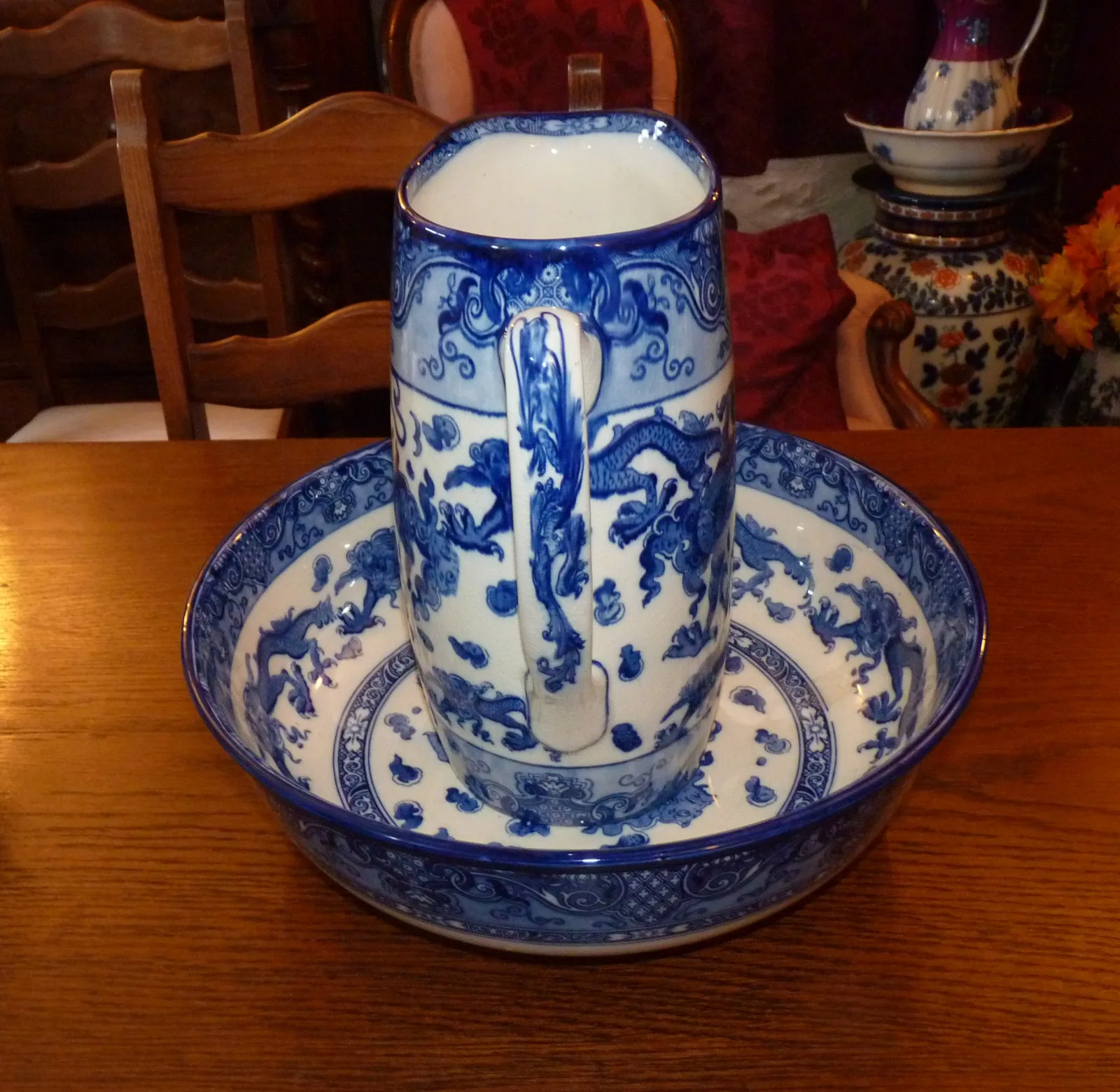 Flow Blue – Oyama – Doulton Wash Jug & Bowl - - Image 10