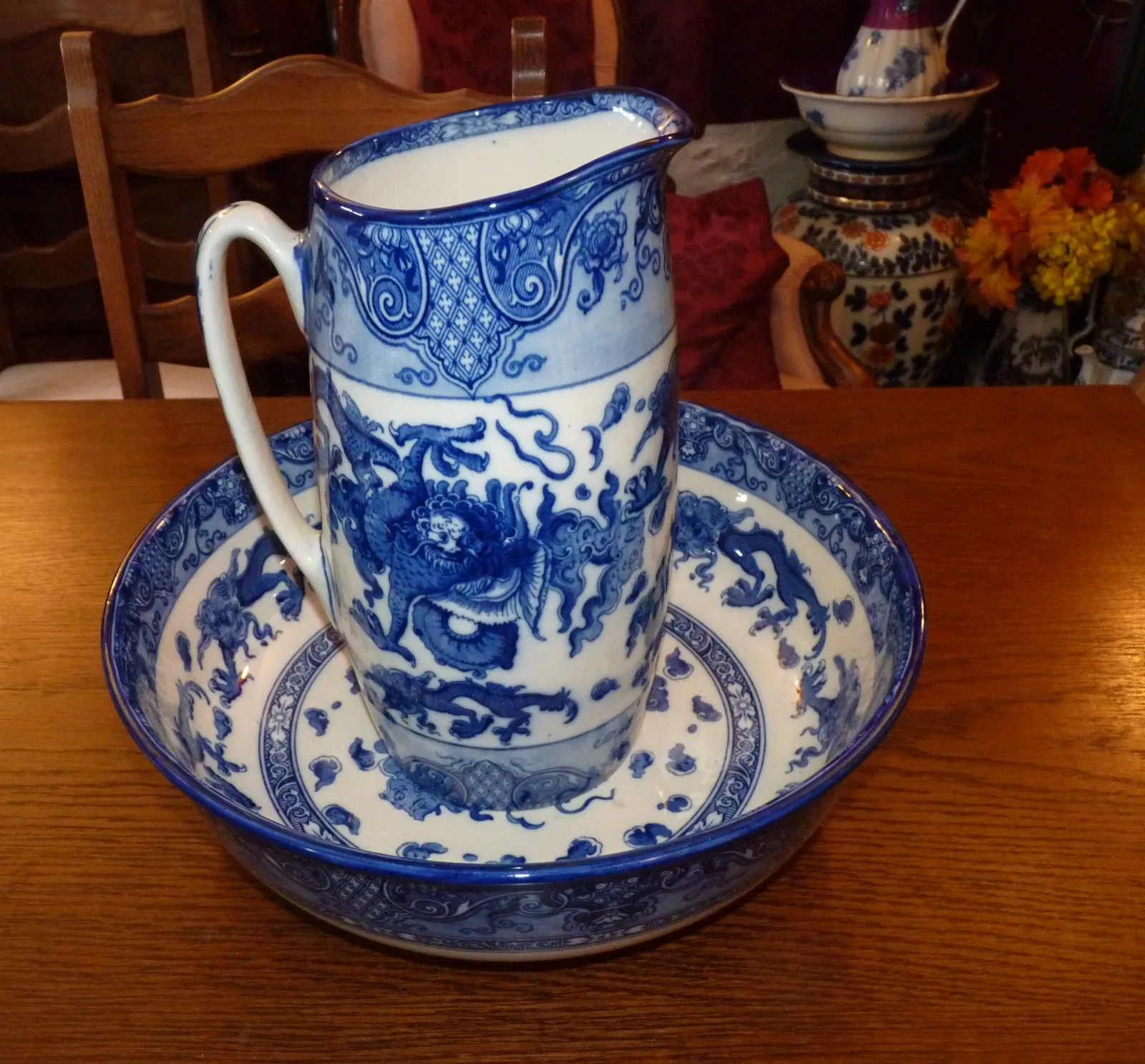 Flow Blue – Oyama – Doulton Wash Jug & Bowl - - Image 9