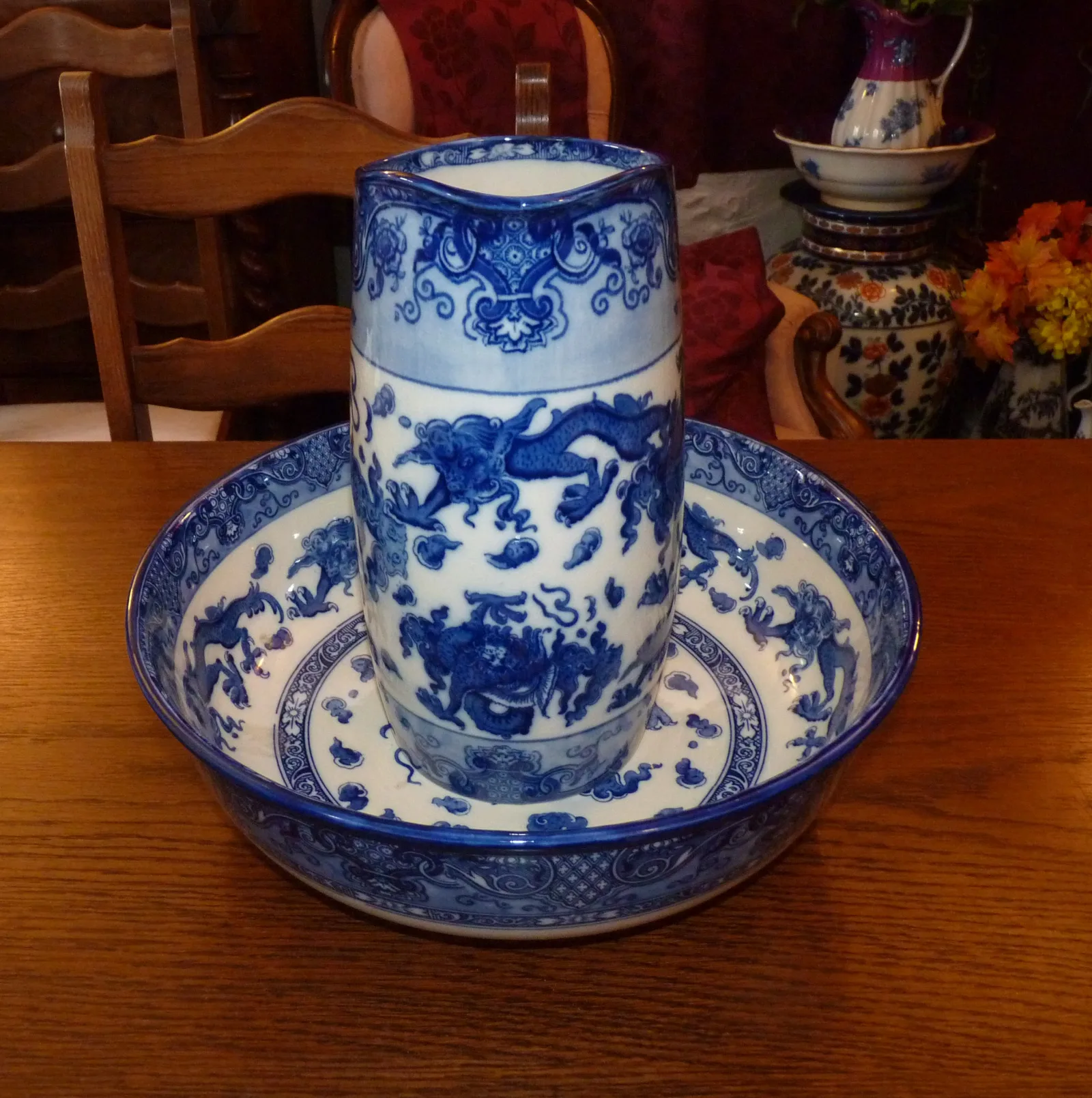 Flow Blue – Oyama – Doulton Wash Jug & Bowl - - Image 8