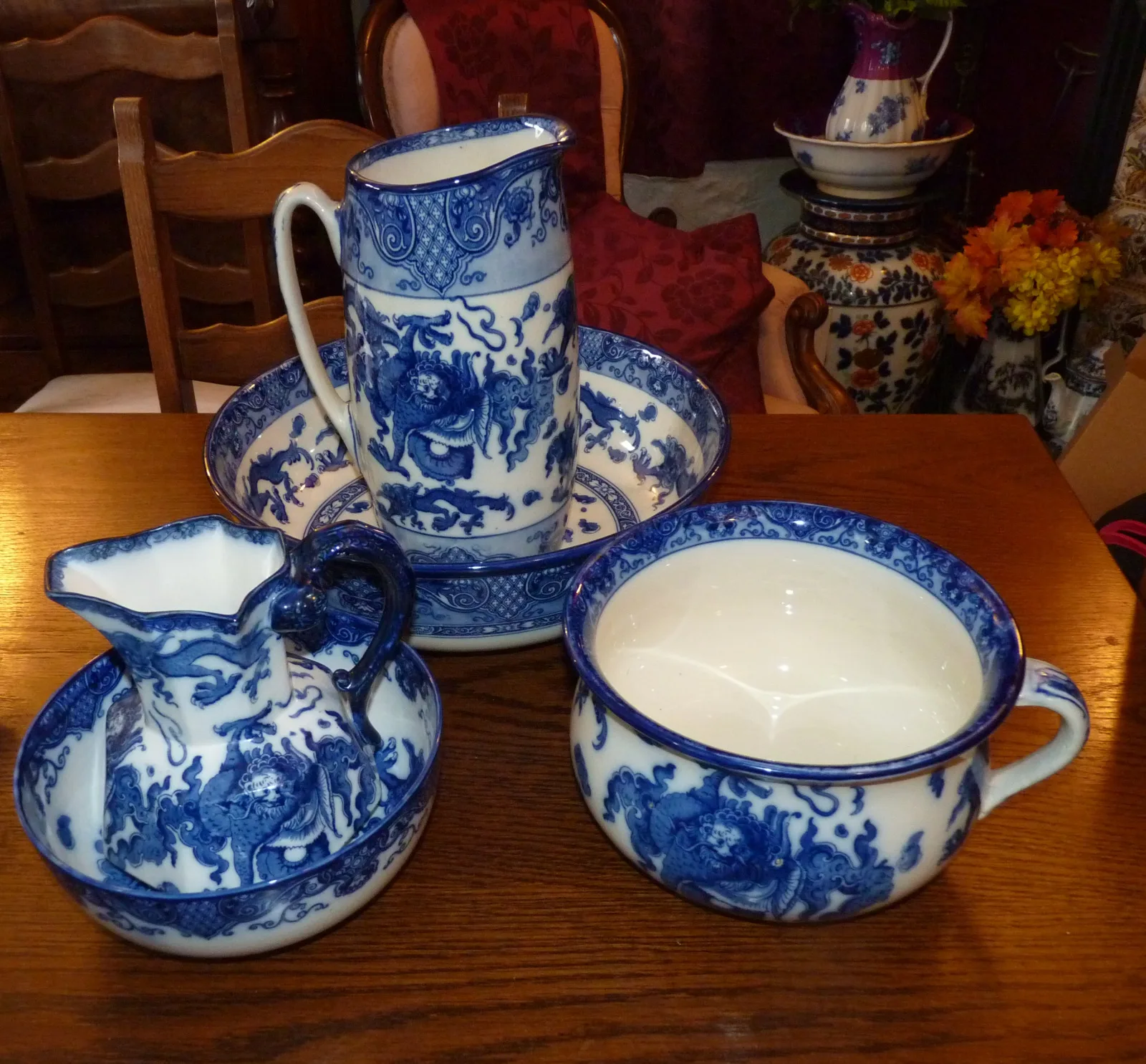Flow Blue – Oyama – Doulton Wash Jug & Bowl - - Image 3