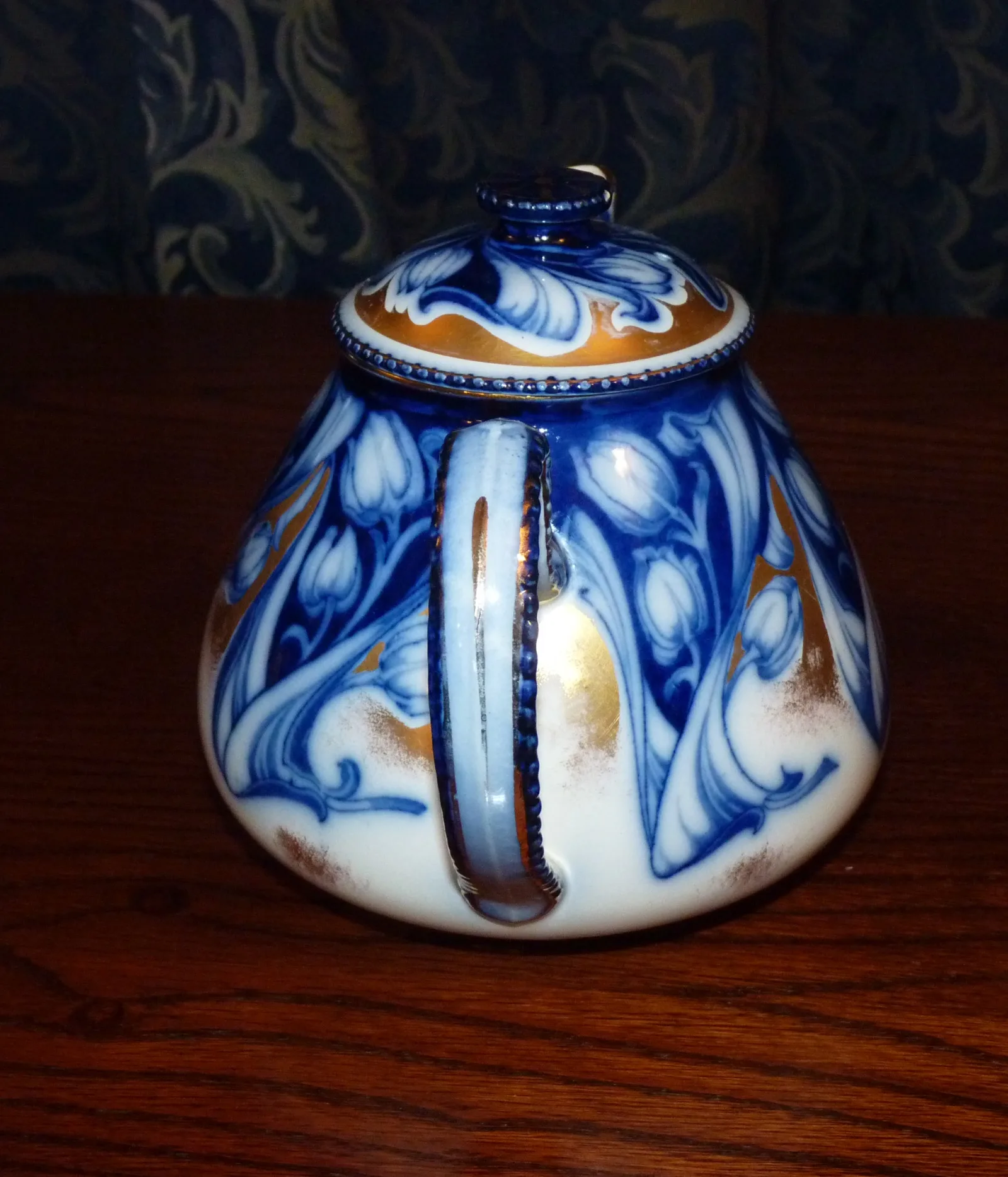 Flow Blue & Gold Teapot – “Florette” - Burgess & Leigh - Image 6