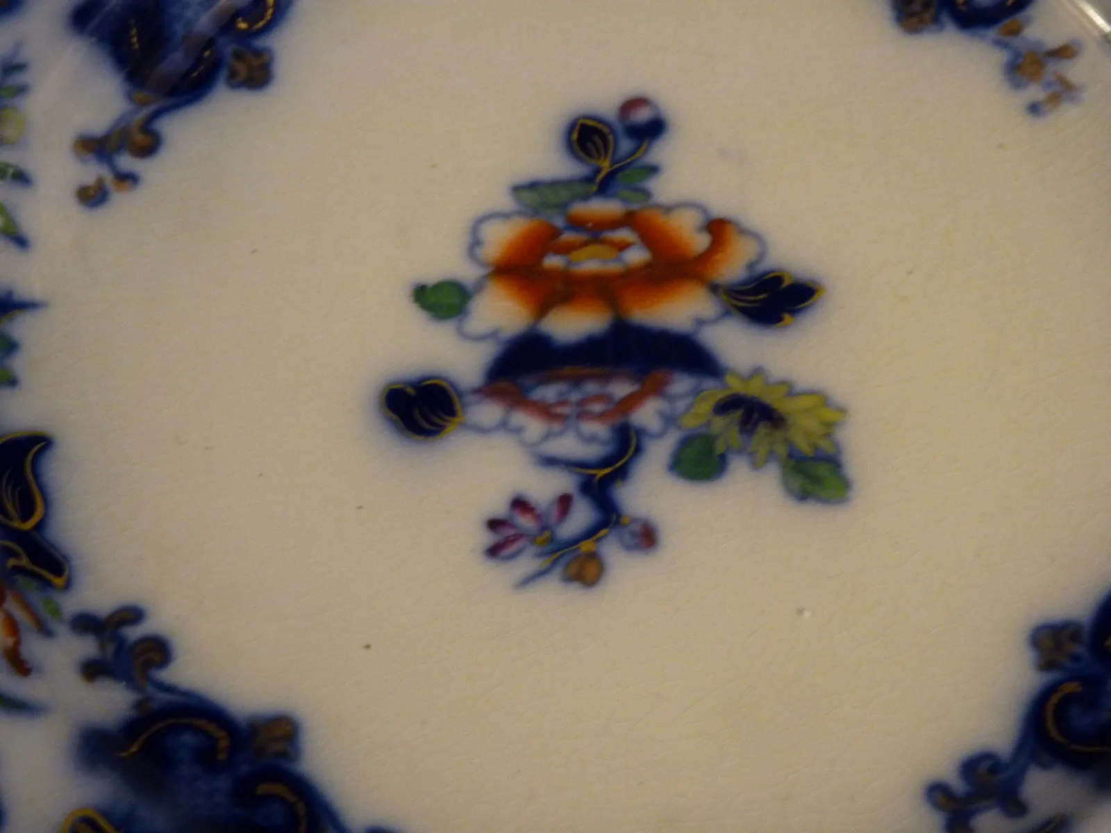 Flow Blue Polychrome Cake / Dessert Plate - Image 3