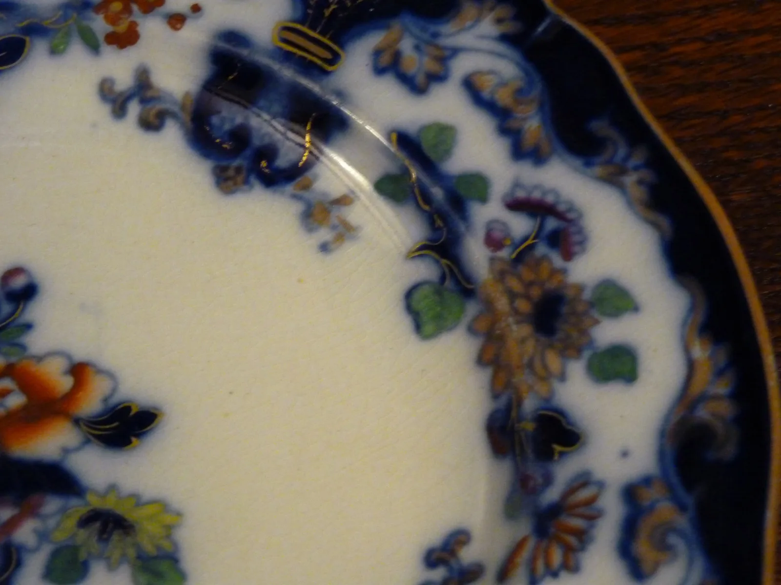 Flow Blue Polychrome Cake / Dessert Plate - Image 4