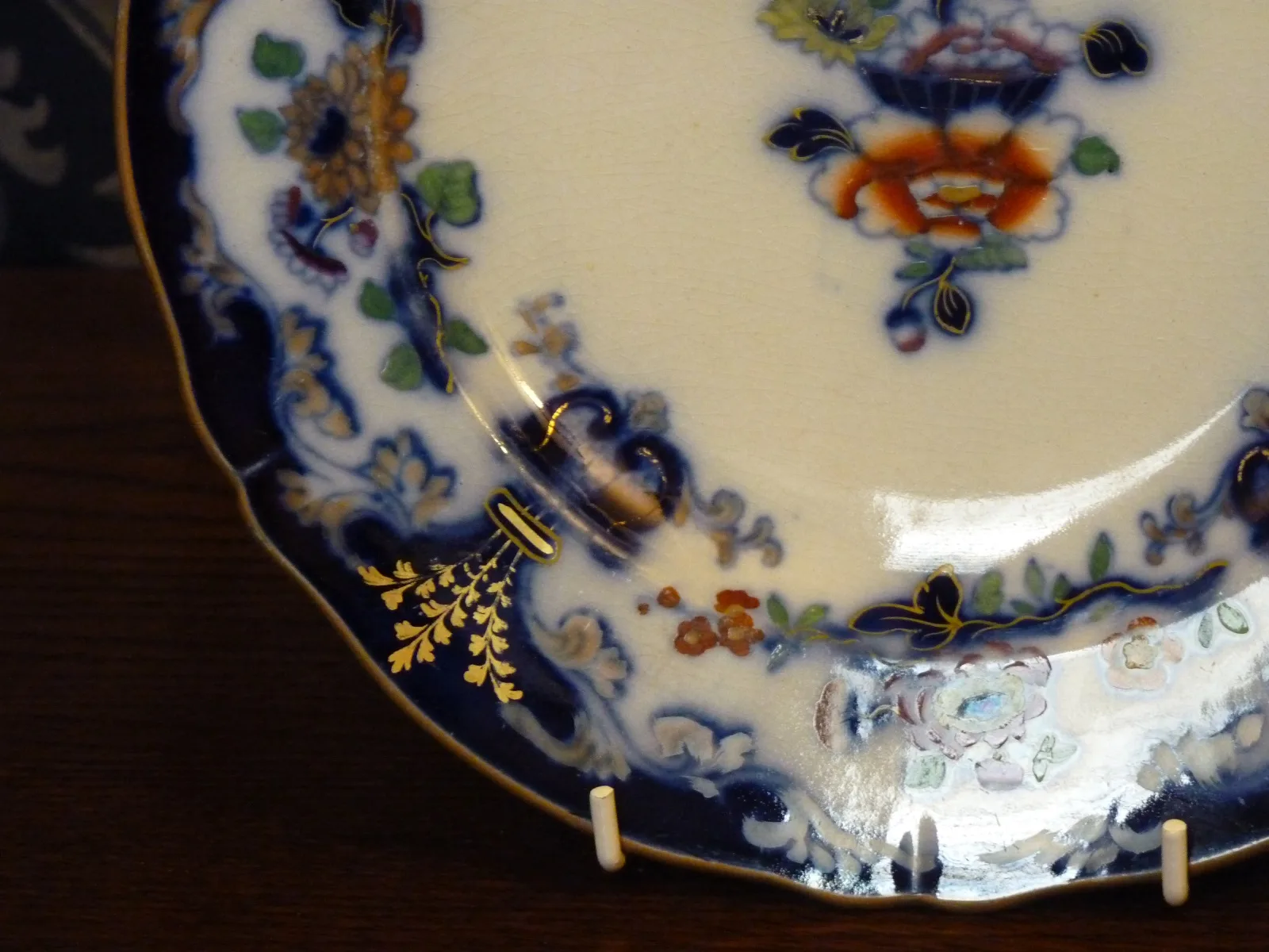 Flow Blue Polychrome Cake / Dessert Plate - Image 11
