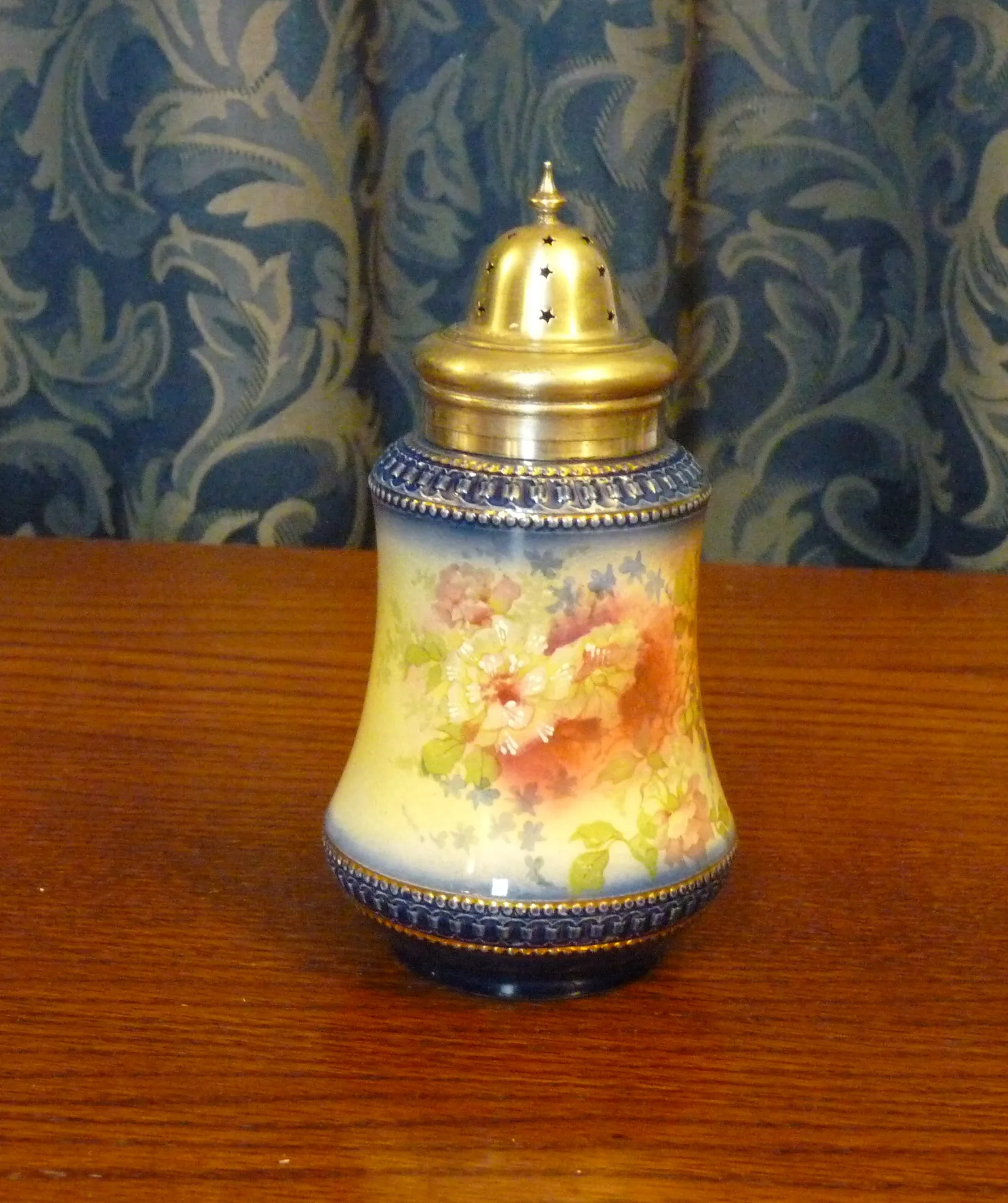 Flow Blue Polychrome Sugar Sifter / Caster/Shaker