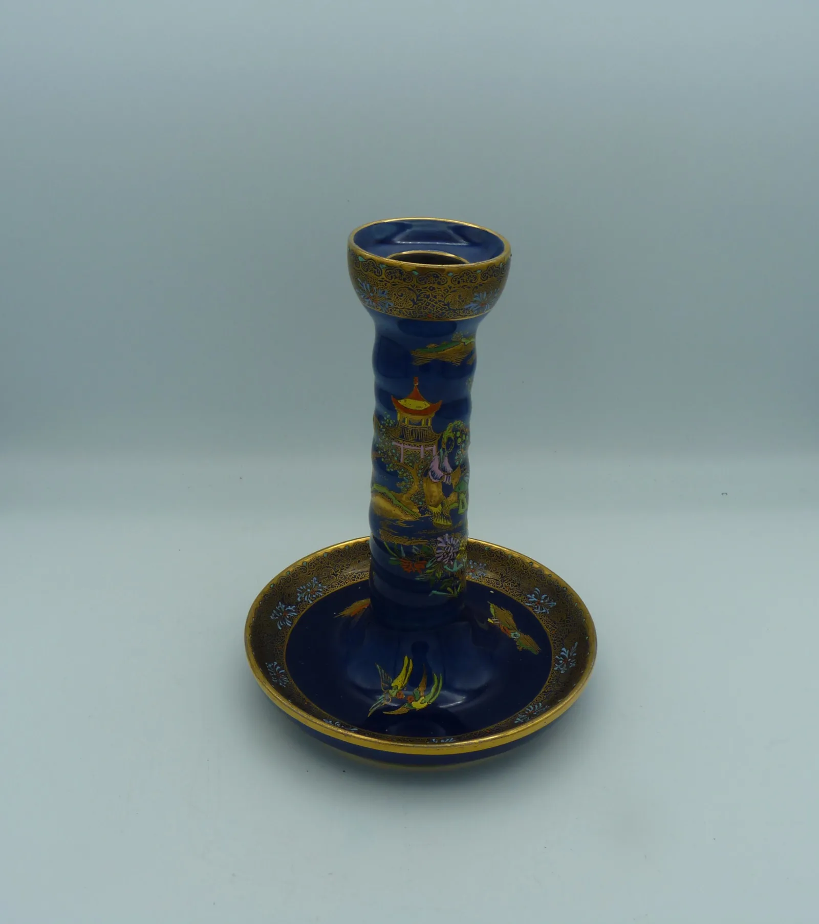 Stunning Enamelled Candlestick – Cobalt Blue - Gold - - Image 2