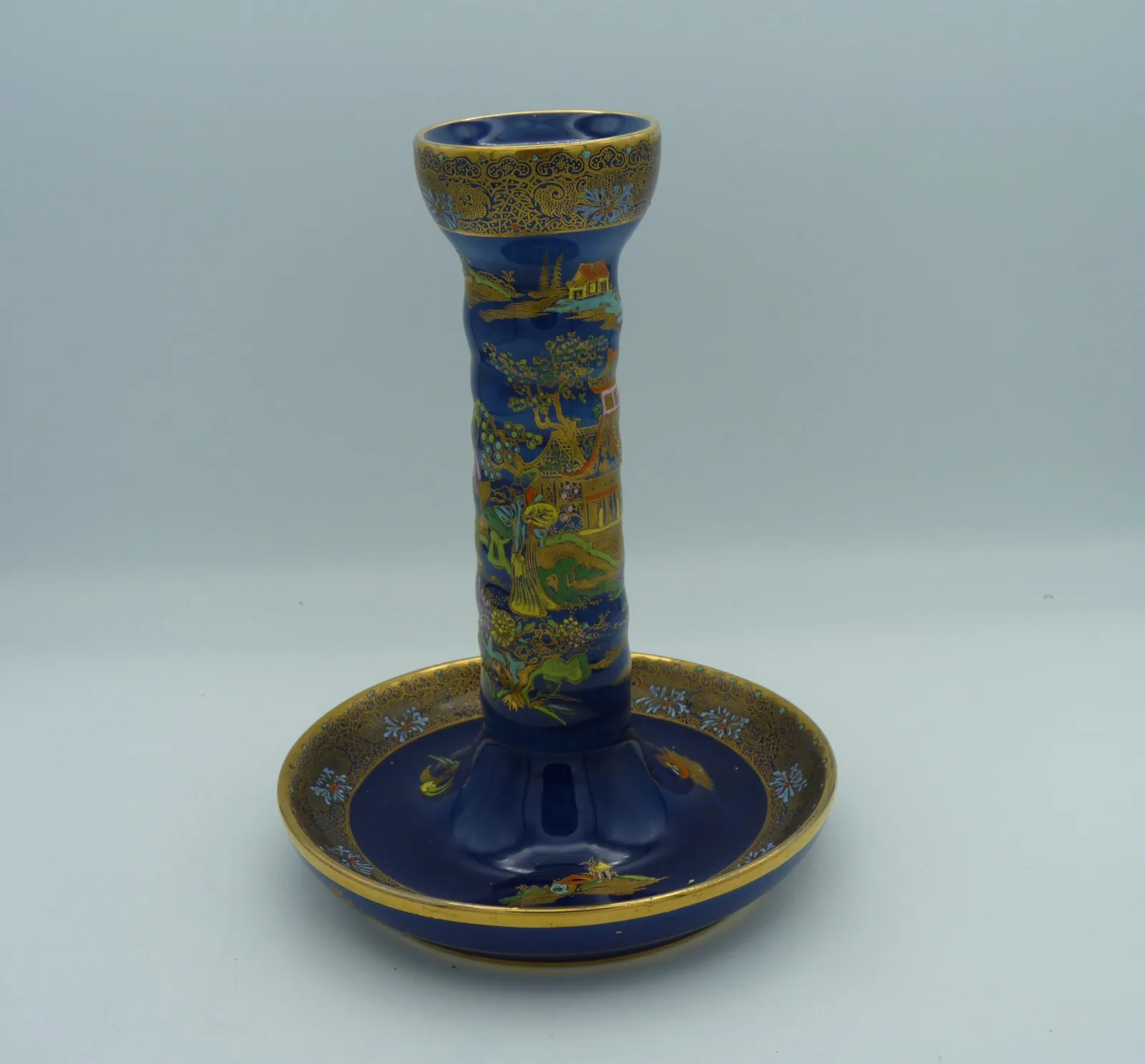 Stunning Enamelled Candlestick – Cobalt Blue - Gold -