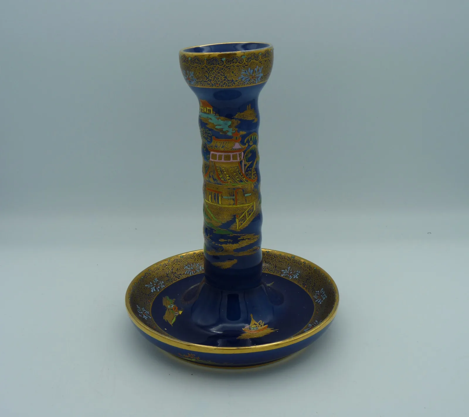 Stunning Enamelled Candlestick – Cobalt Blue - Gold - - Image 7