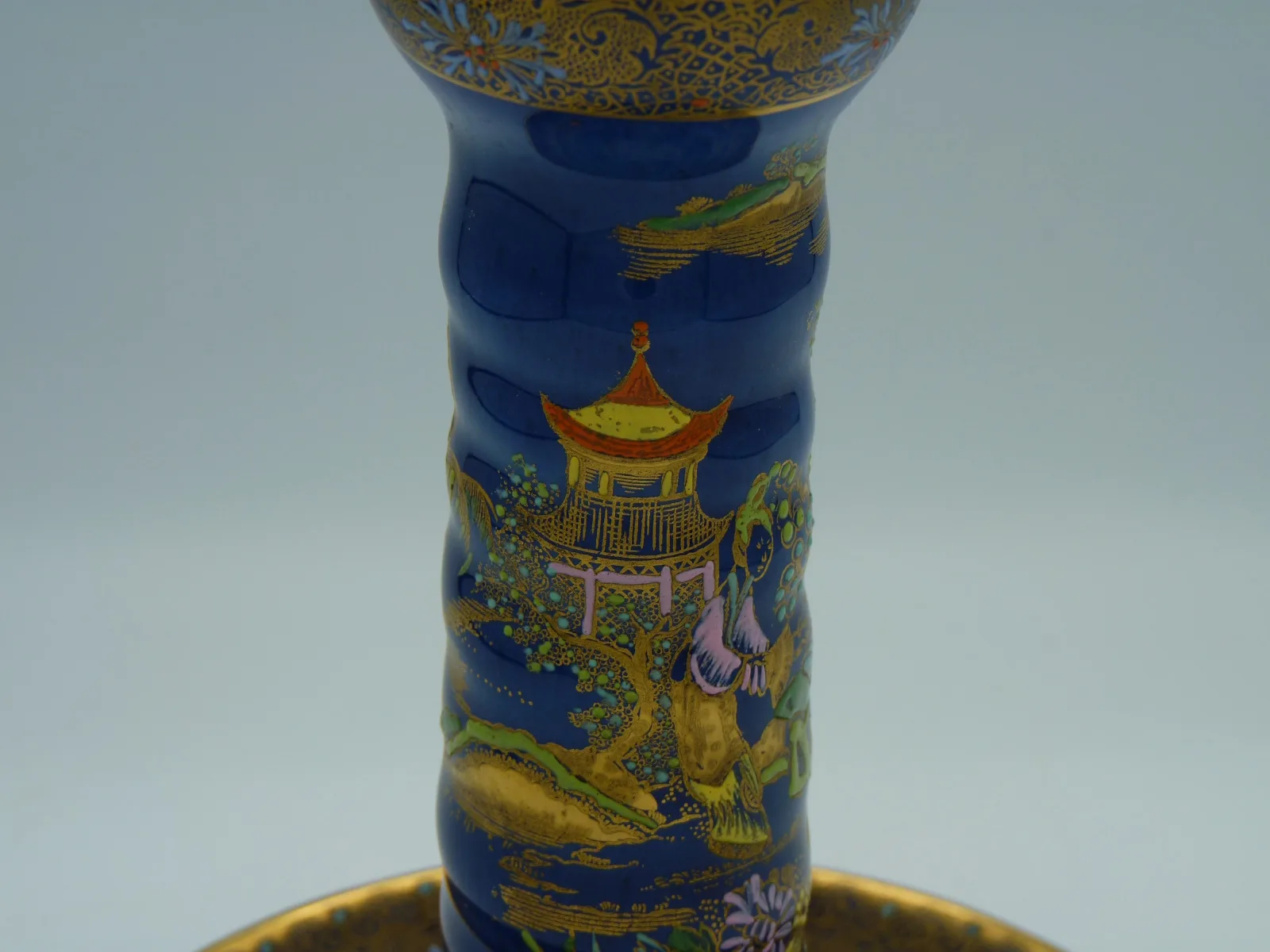 Stunning Enamelled Candlestick – Cobalt Blue - Gold - - Image 13