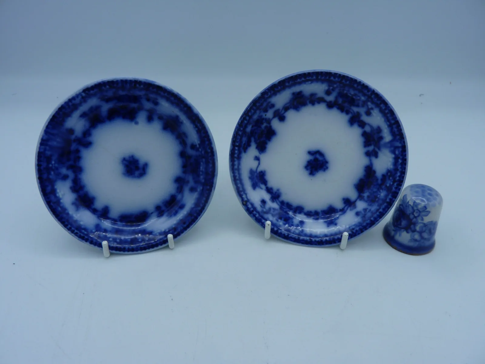 A Pair of Flow Blue Butter Pats - Image 5