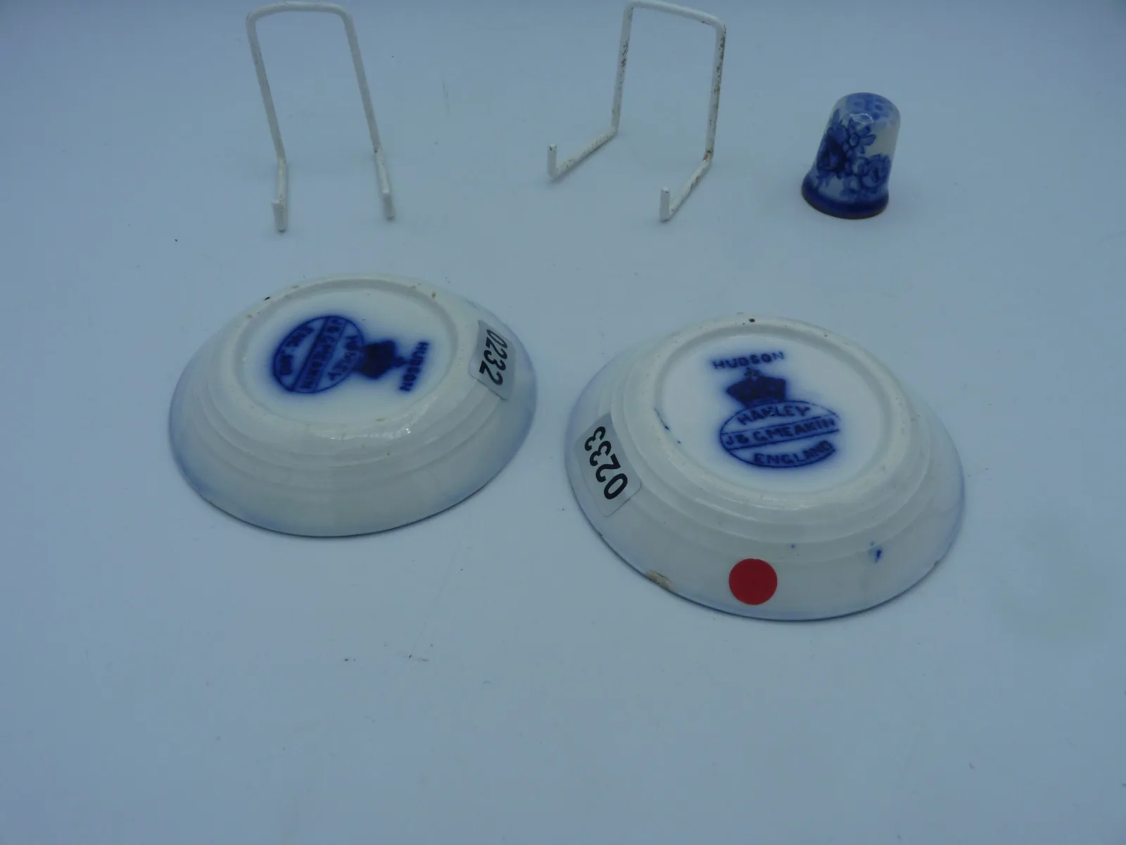 A Pair of Flow Blue Butter Pats - Image 2