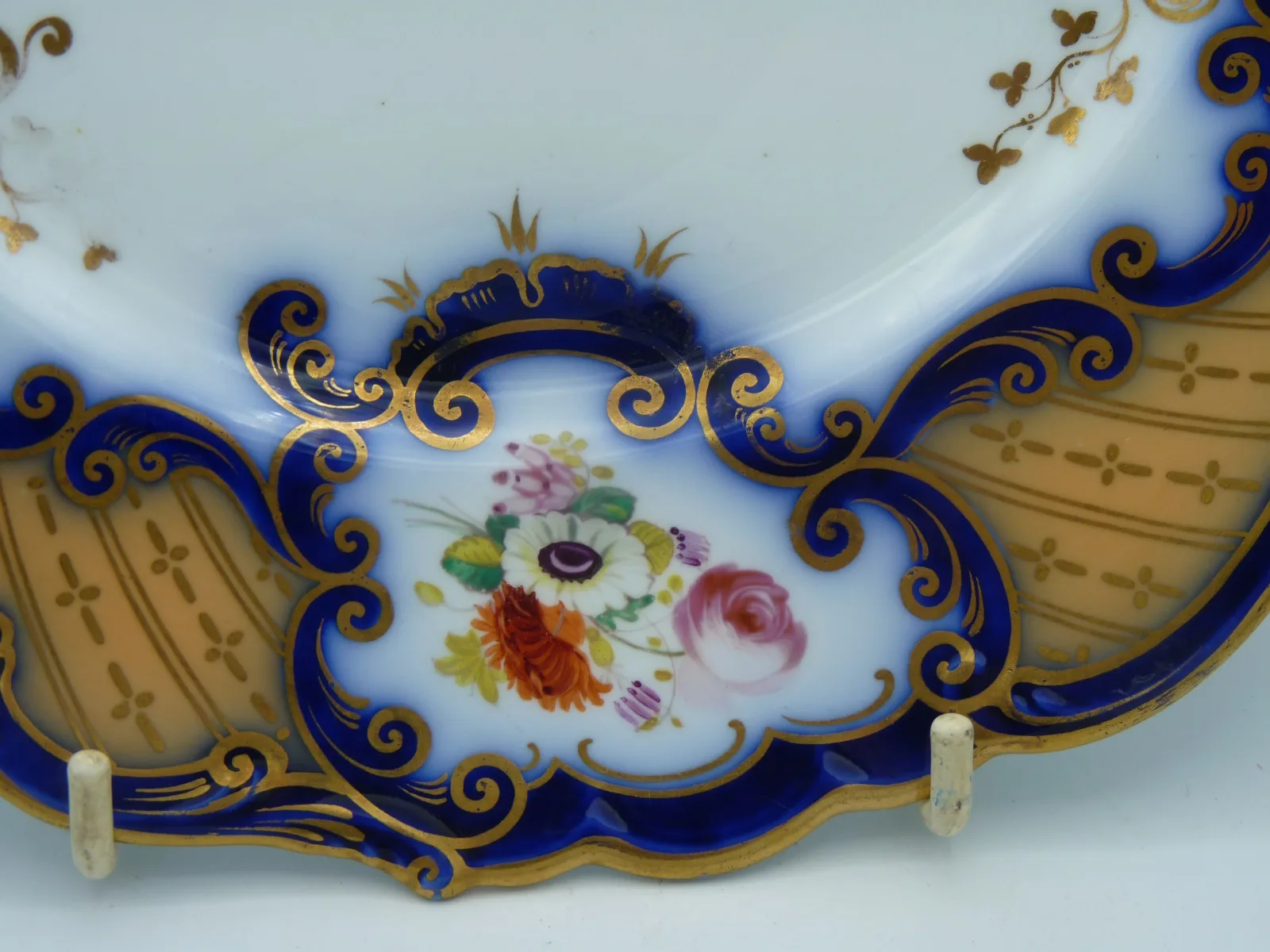 Dessert Plate in Flow Blue Polychrome & Peach Ground Inserts - Image 6