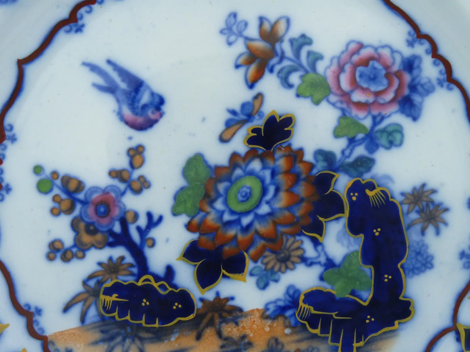 Beautiful Flow Blue & Polychrome Early Plate - Image 21