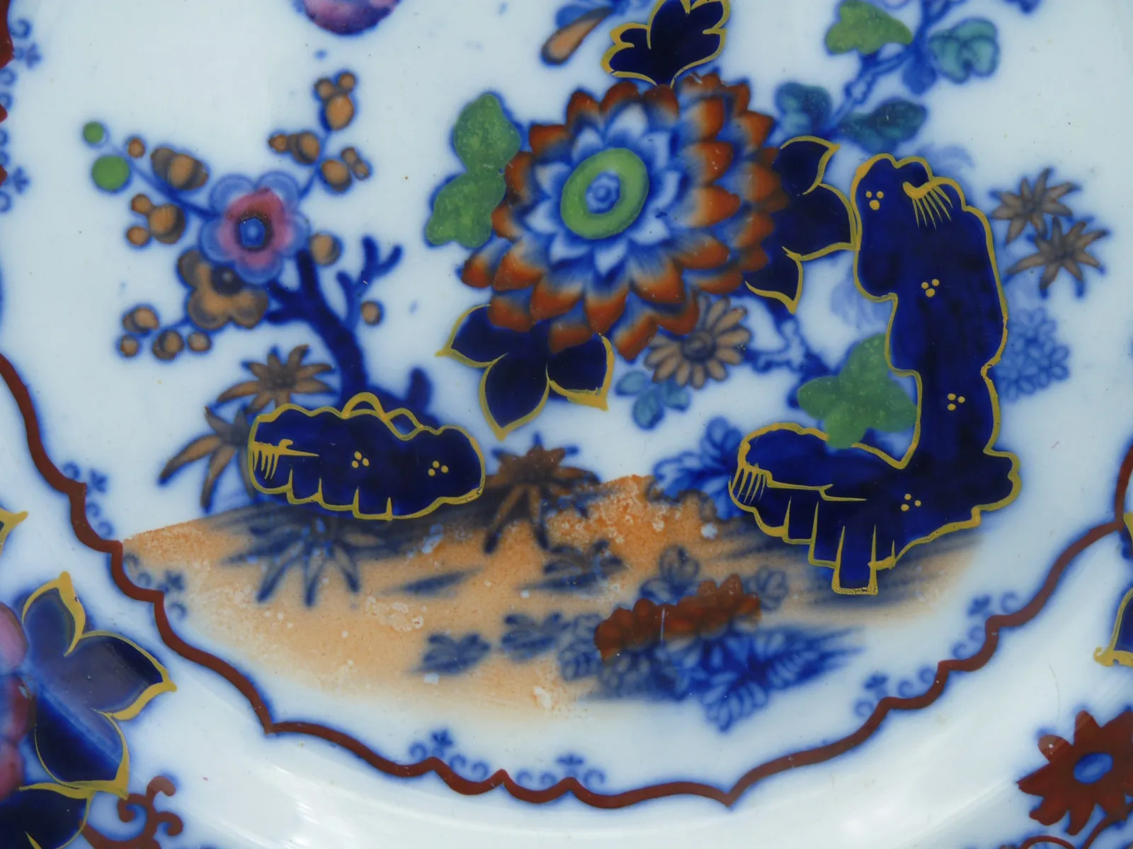 Beautiful Flow Blue & Polychrome Early Plate - Image 20