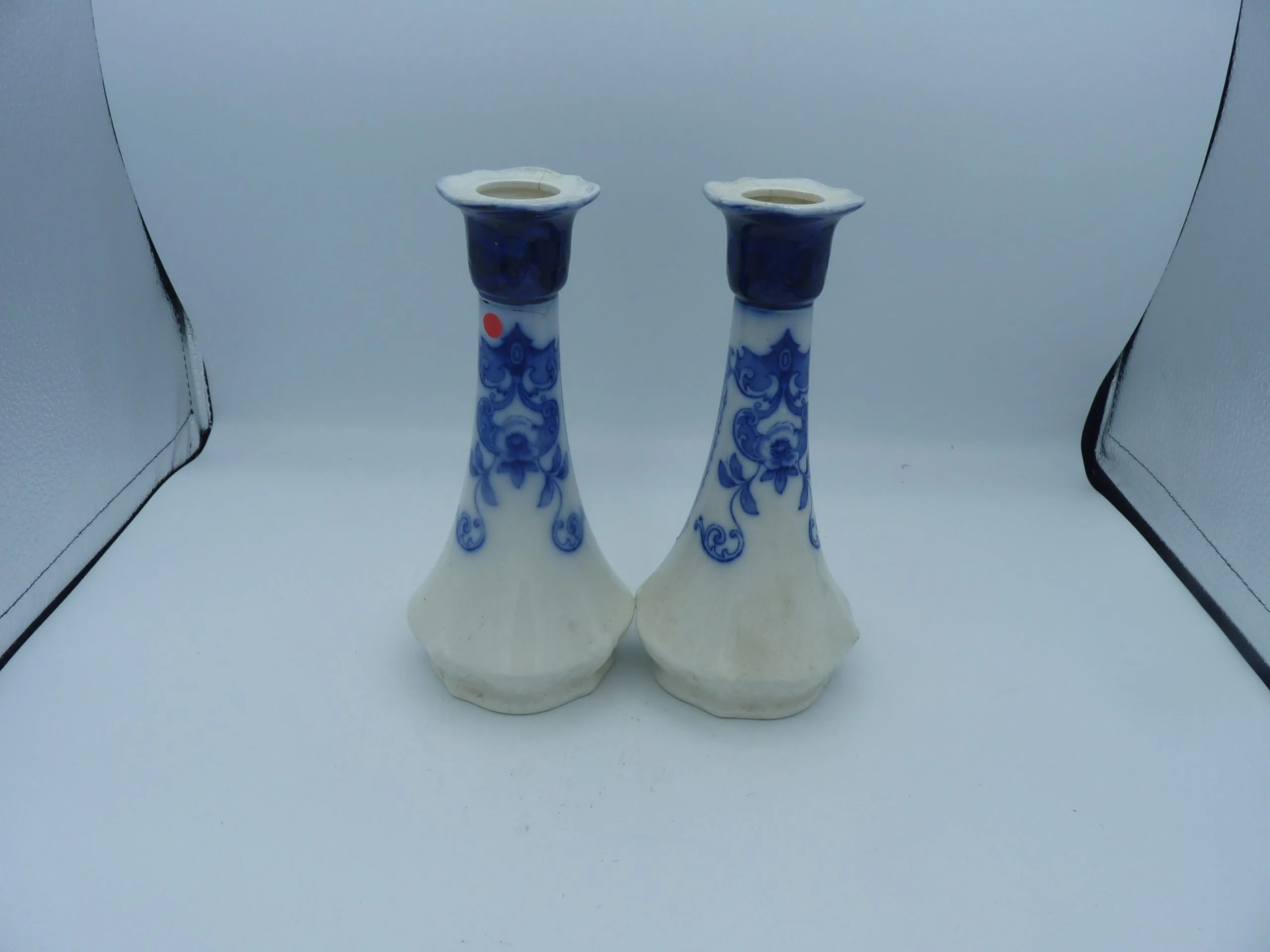 A Pair of Flow Blue Candlesticks – 1 a/f - Image 8