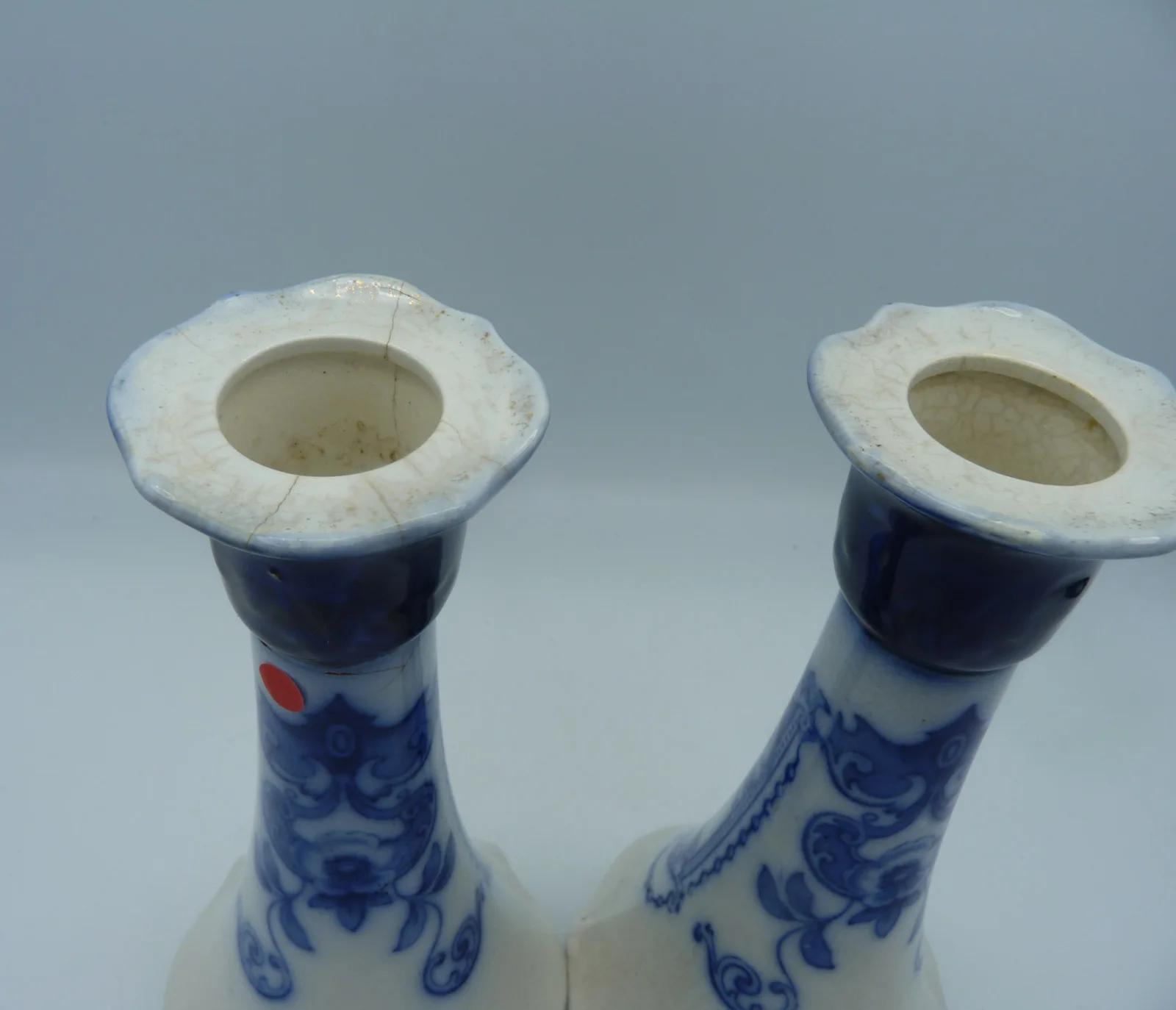 A Pair of Flow Blue Candlesticks – 1 a/f - Image 7