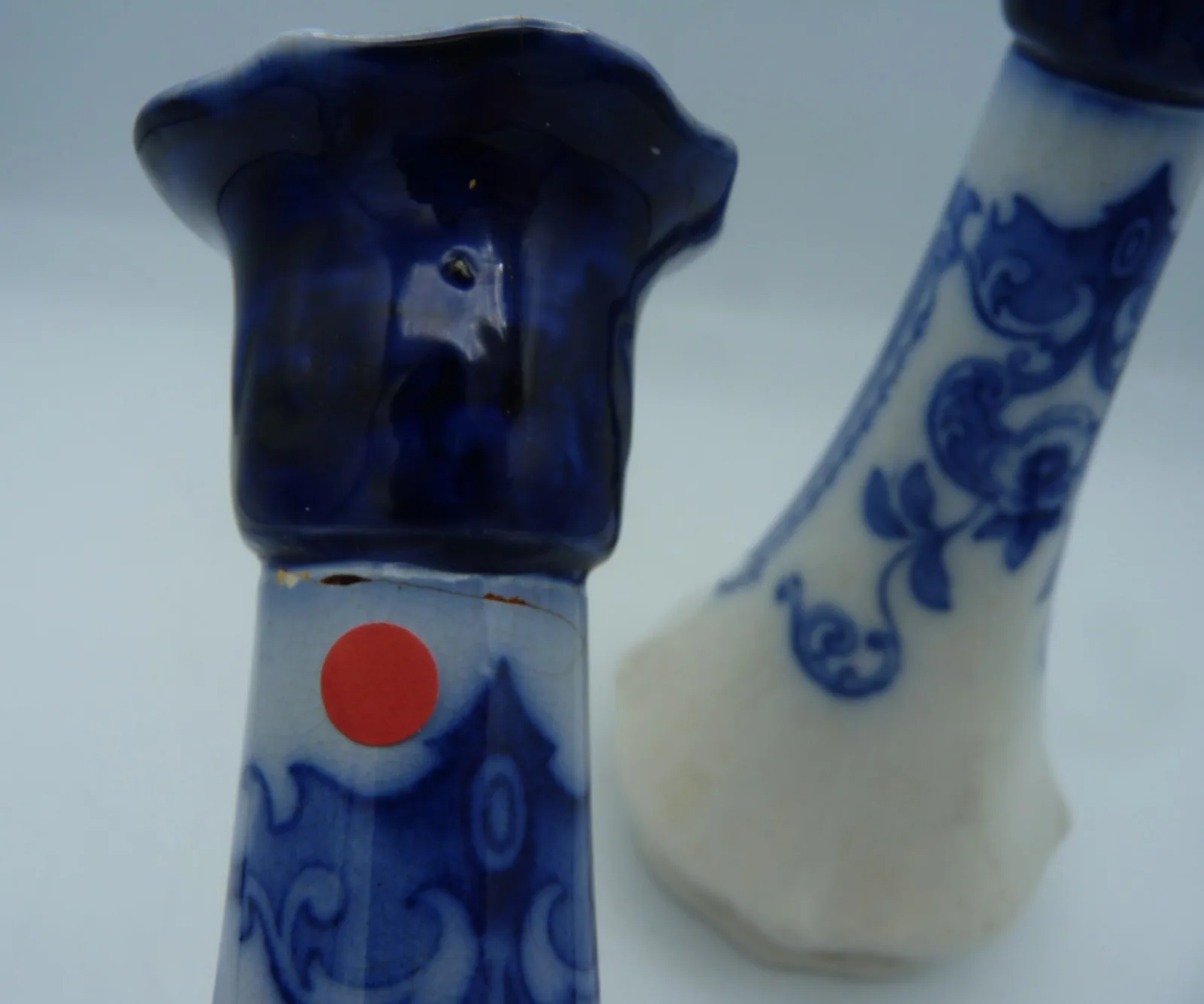 A Pair of Flow Blue Candlesticks – 1 a/f - Image 6