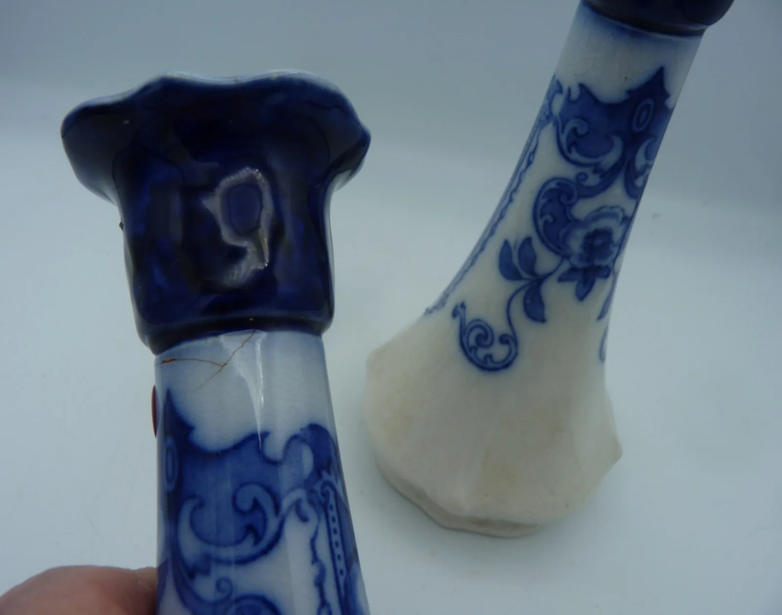 A Pair of Flow Blue Candlesticks – 1 a/f - Image 5