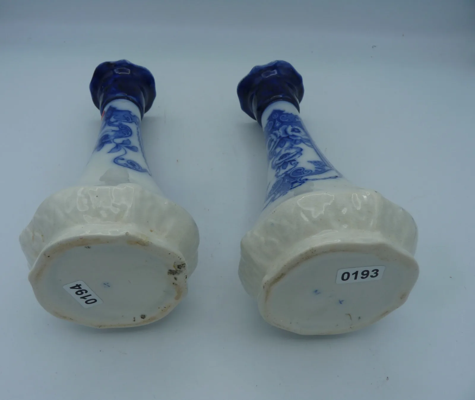 A Pair of Flow Blue Candlesticks – 1 a/f - Image 4
