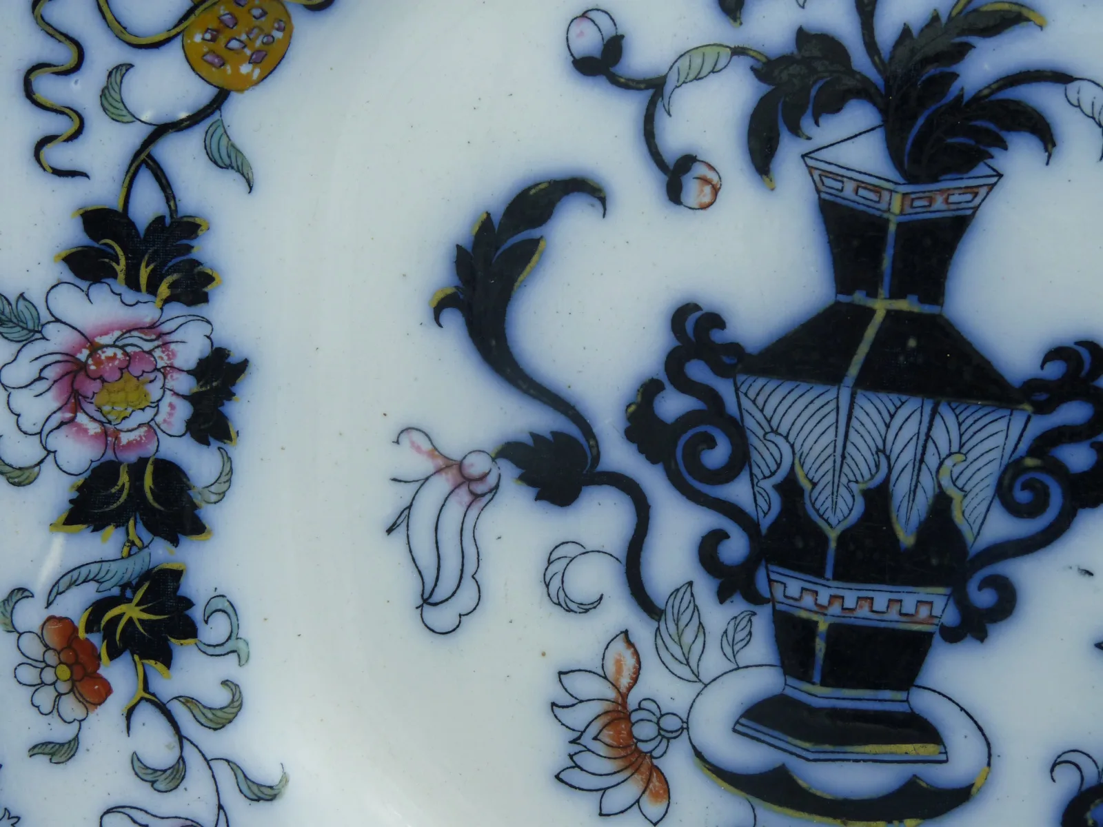 Flow Blue & Polychrome Japanica Platter - Image 9