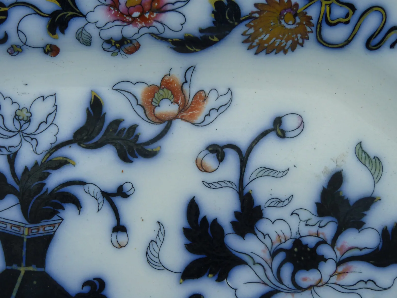 Flow Blue & Polychrome Japanica Platter - Image 6
