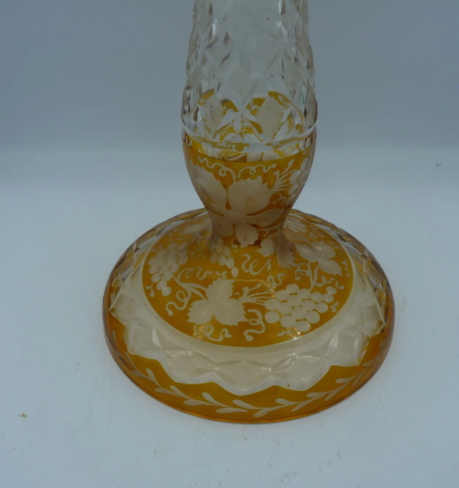 Antique Amber Bohemian Glass Pillar Candleholder - Image 12