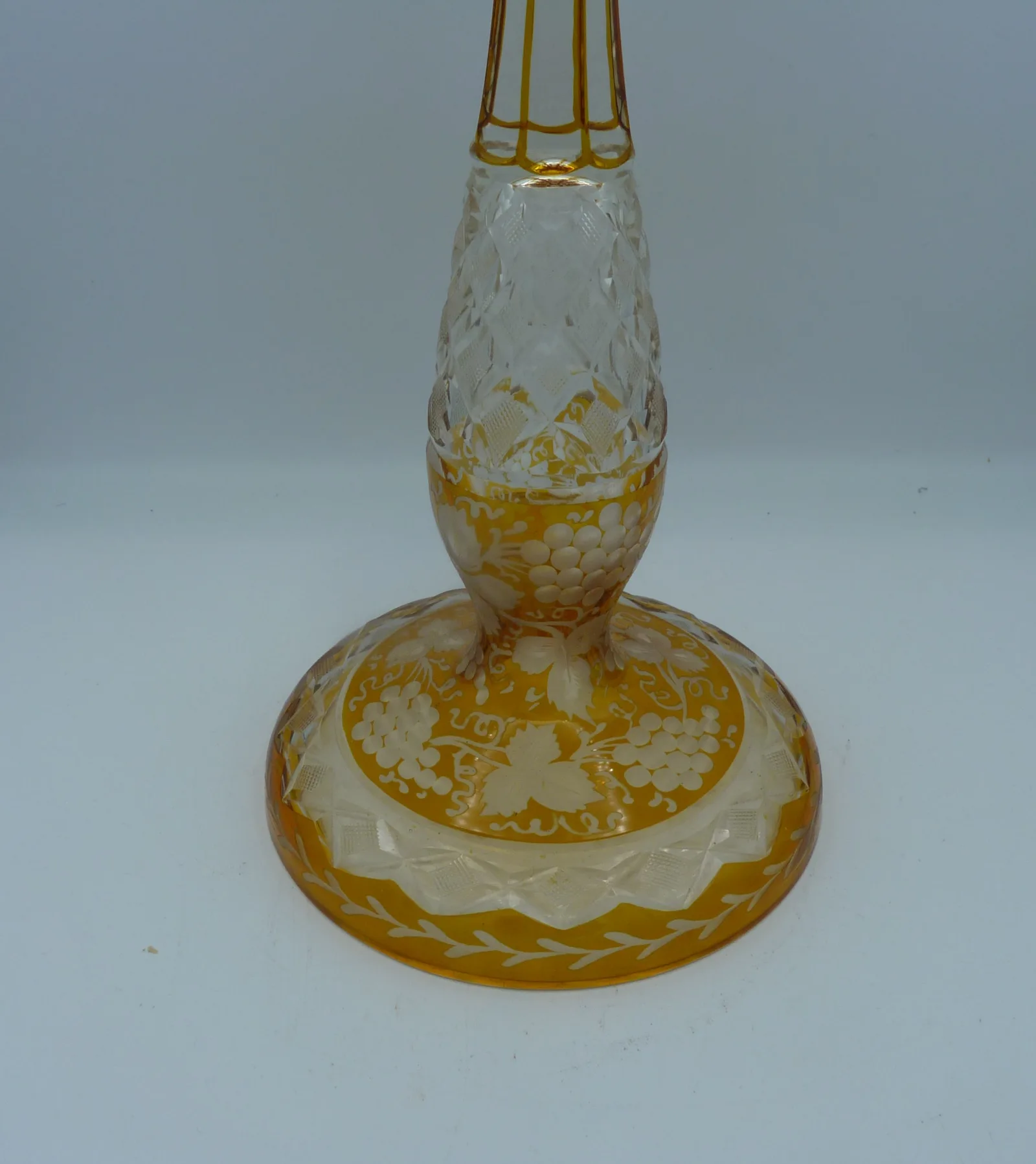Antique Amber Bohemian Glass Pillar Candleholder - Image 11