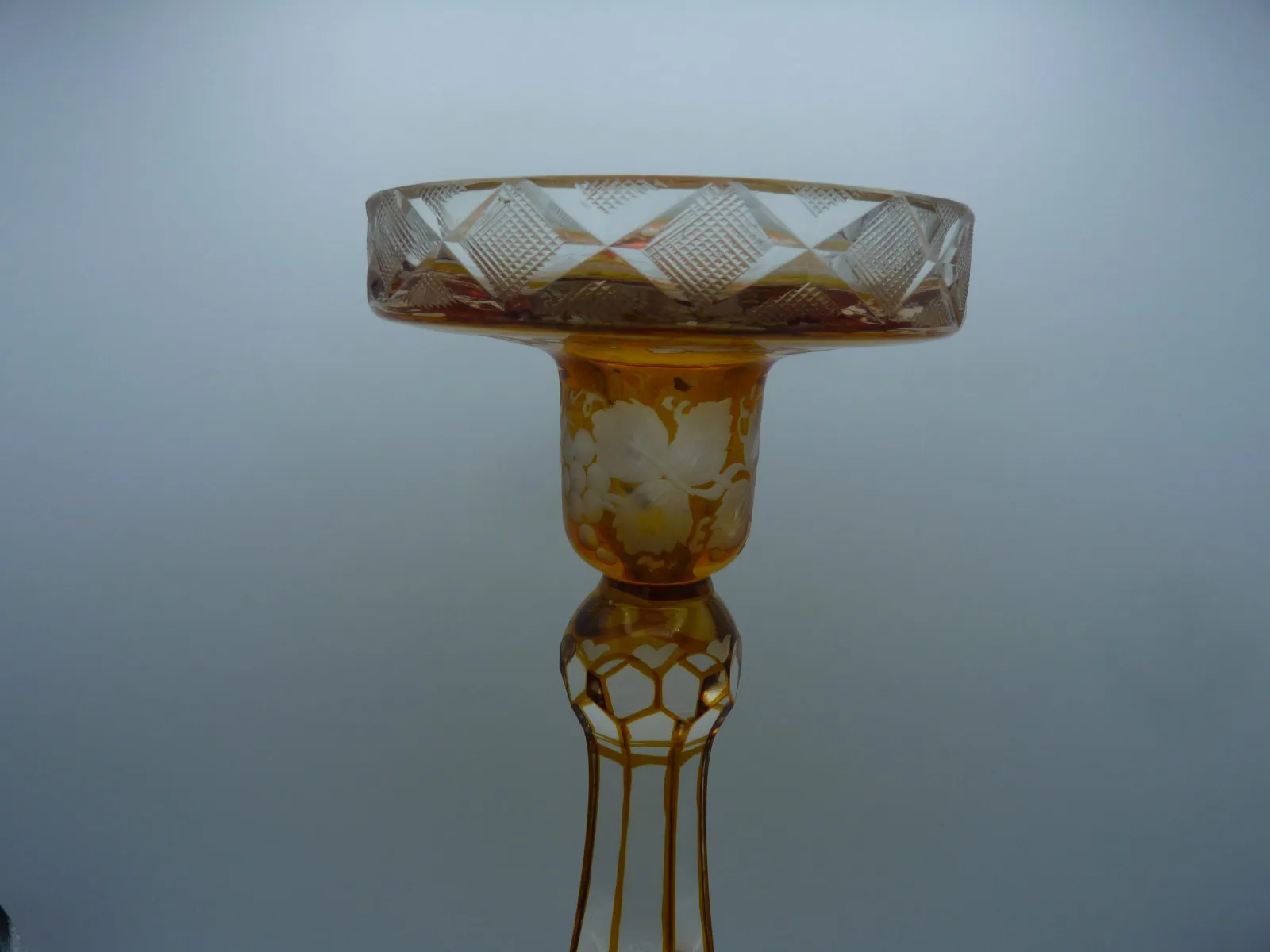 Antique Amber Bohemian Glass Pillar Candleholder - Image 10