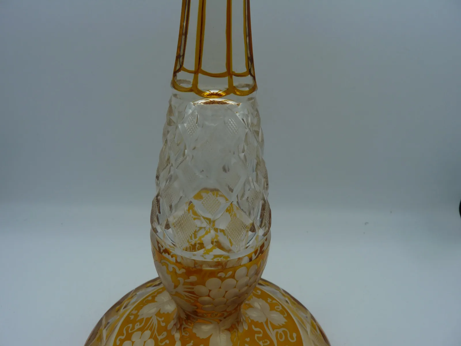 Antique Amber Bohemian Glass Pillar Candleholder - Image 9