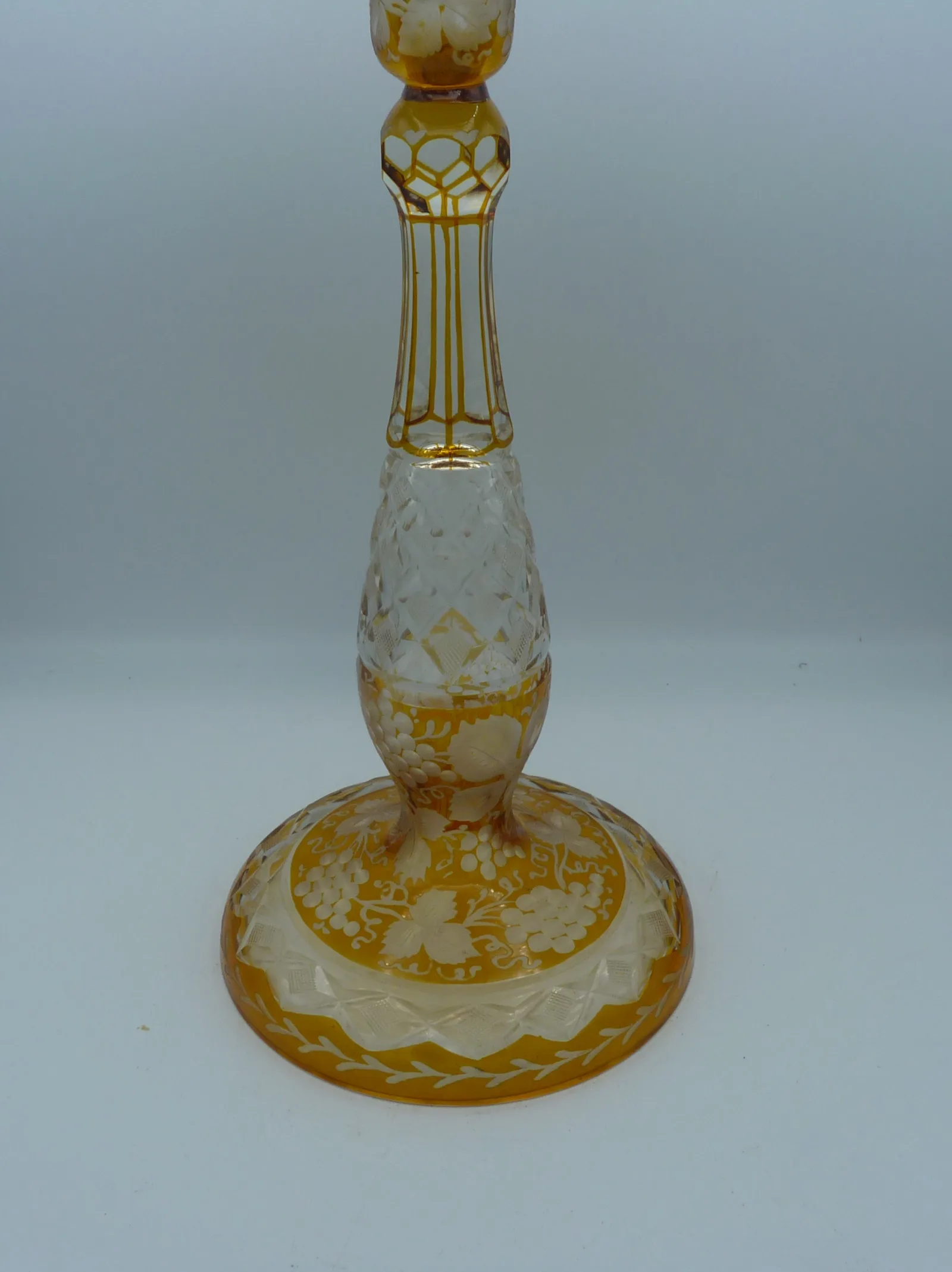Antique Amber Bohemian Glass Pillar Candleholder - Image 7