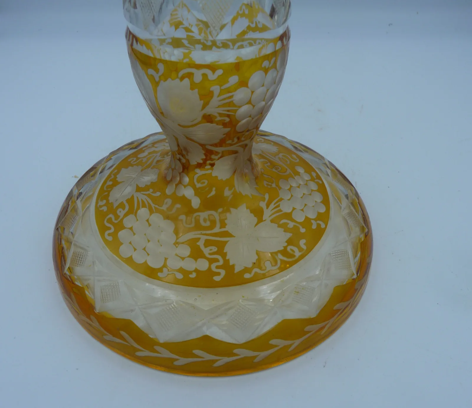 Antique Amber Bohemian Glass Pillar Candleholder - Image 6