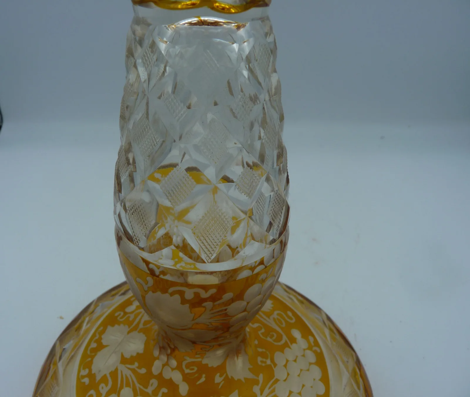 Antique Amber Bohemian Glass Pillar Candleholder - Image 5