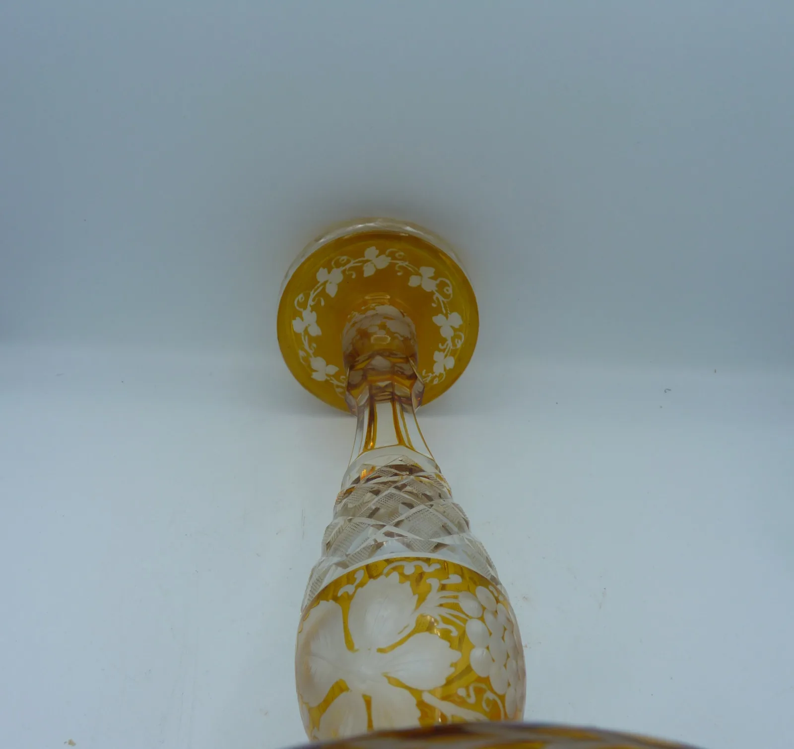 Antique Amber Bohemian Glass Pillar Candleholder - Image 4