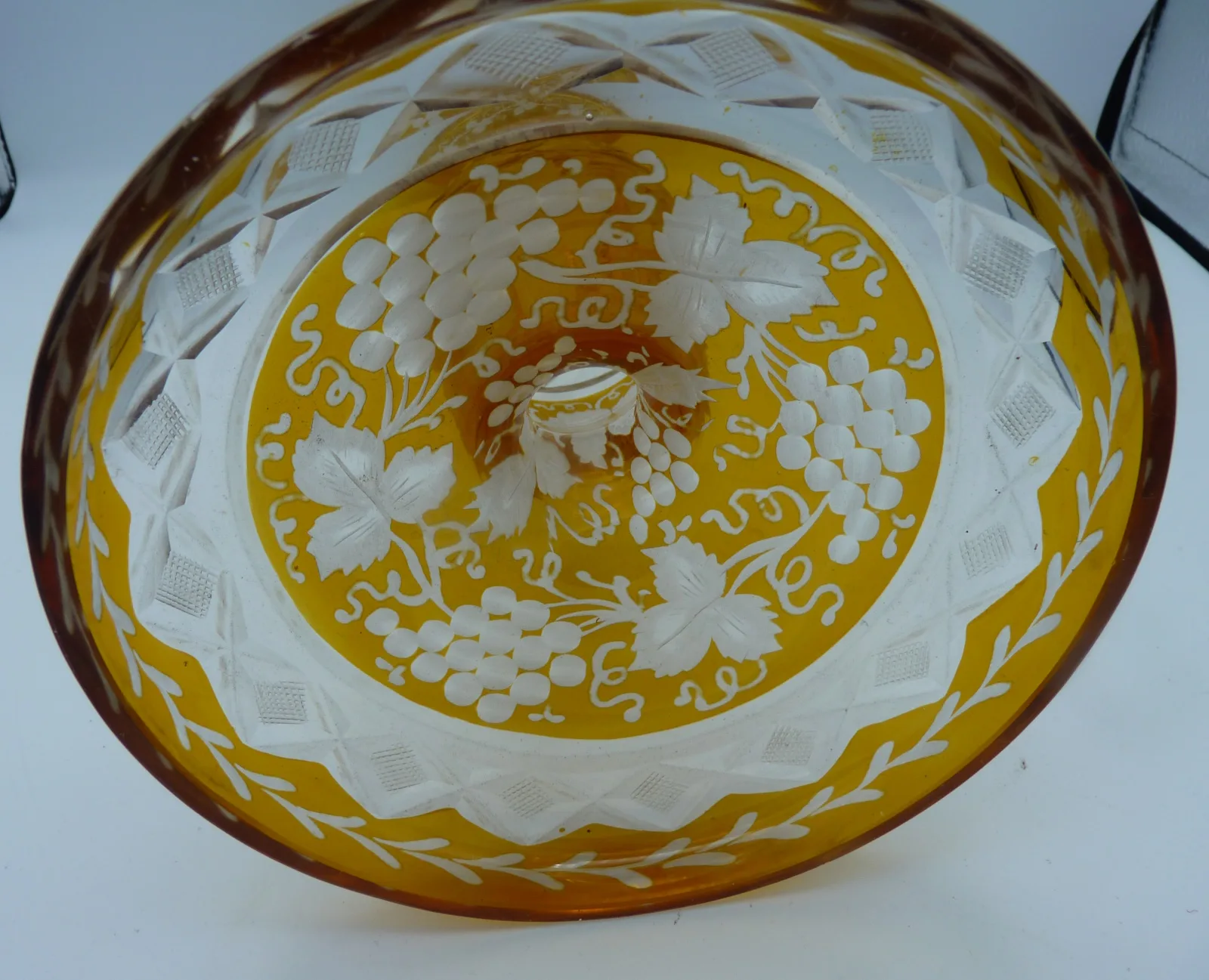 Antique Amber Bohemian Glass Pillar Candleholder - Image 3